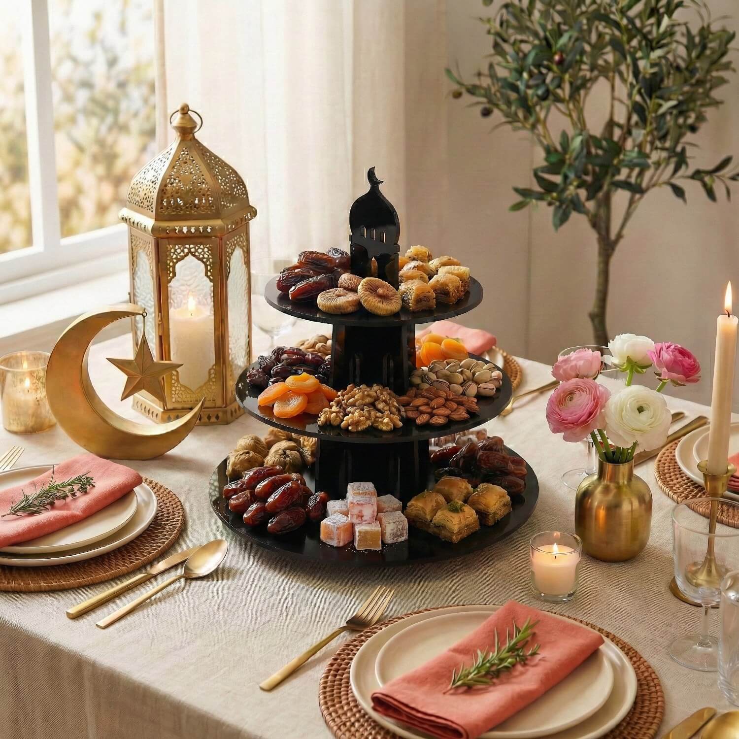 3-Tier Round Acrylic Serving Stand – Ramadan Date & Sweets Tower - Image 2