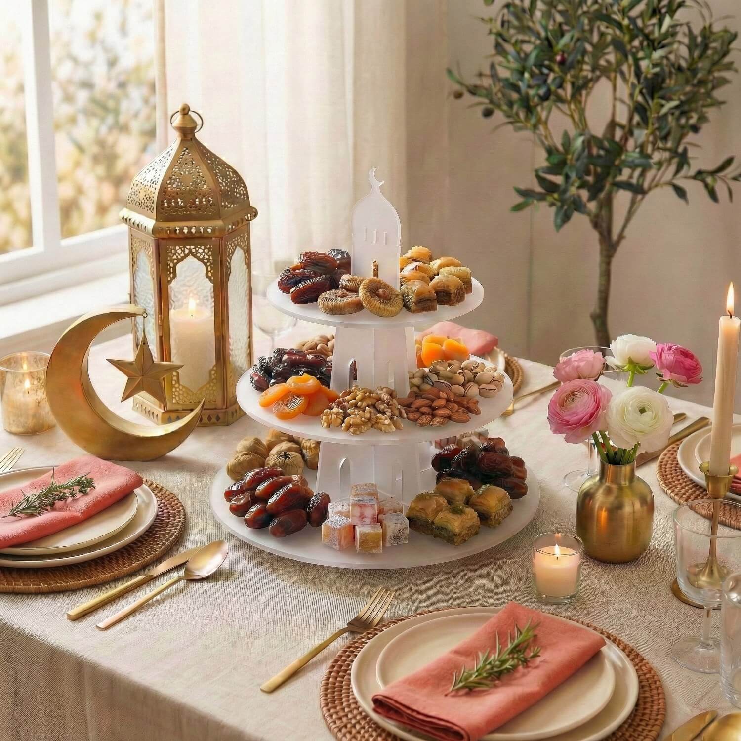3-Tier Round Acrylic Serving Stand – Ramadan Date & Sweets Tower - Image 3