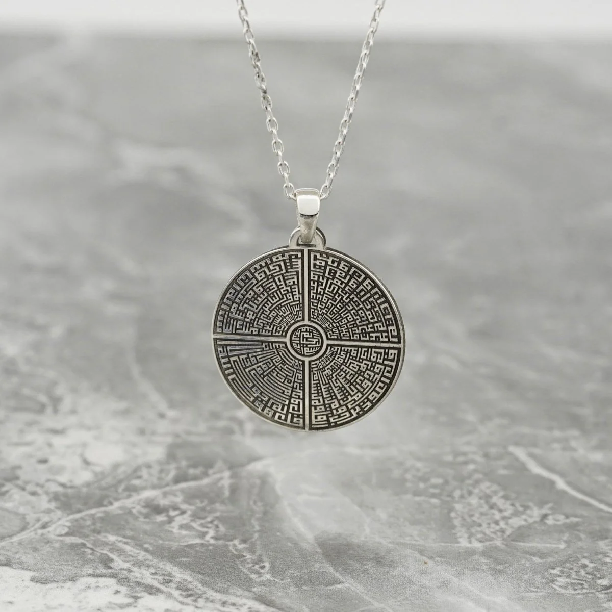 Muslim Jewelry - 4 Qul Surah, Kufic Calligraphy | 18K Gold Plated Silver Islamic Pendant - Image 9