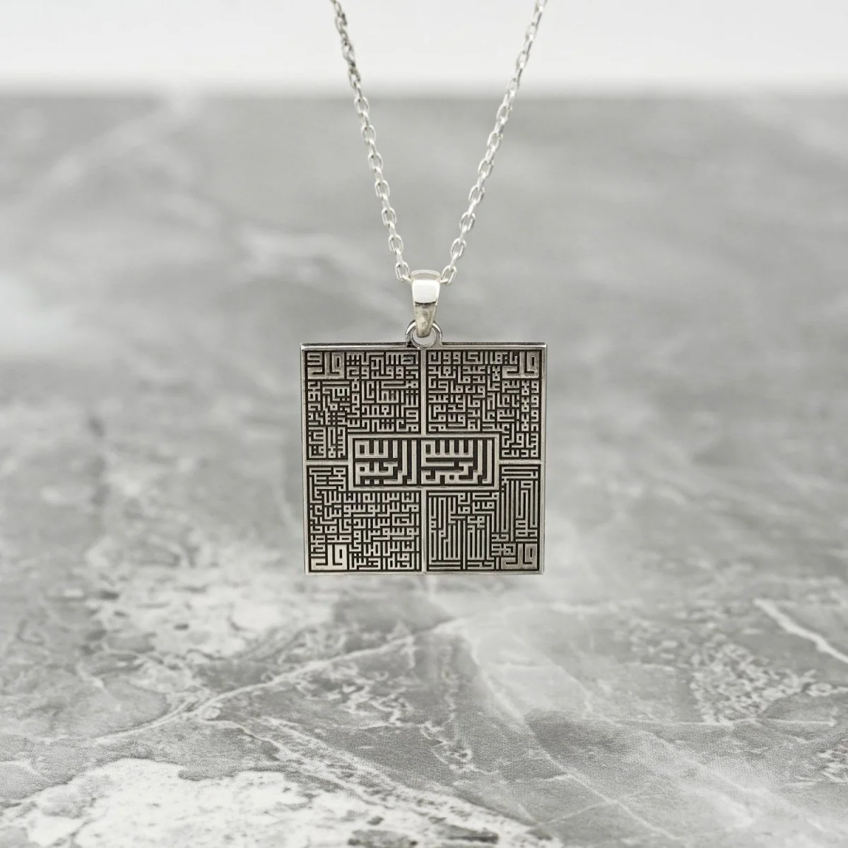 4 Qul Kufic Square Muslim Jewelry - 18K Gold Plated Silver Pendant - Image 7