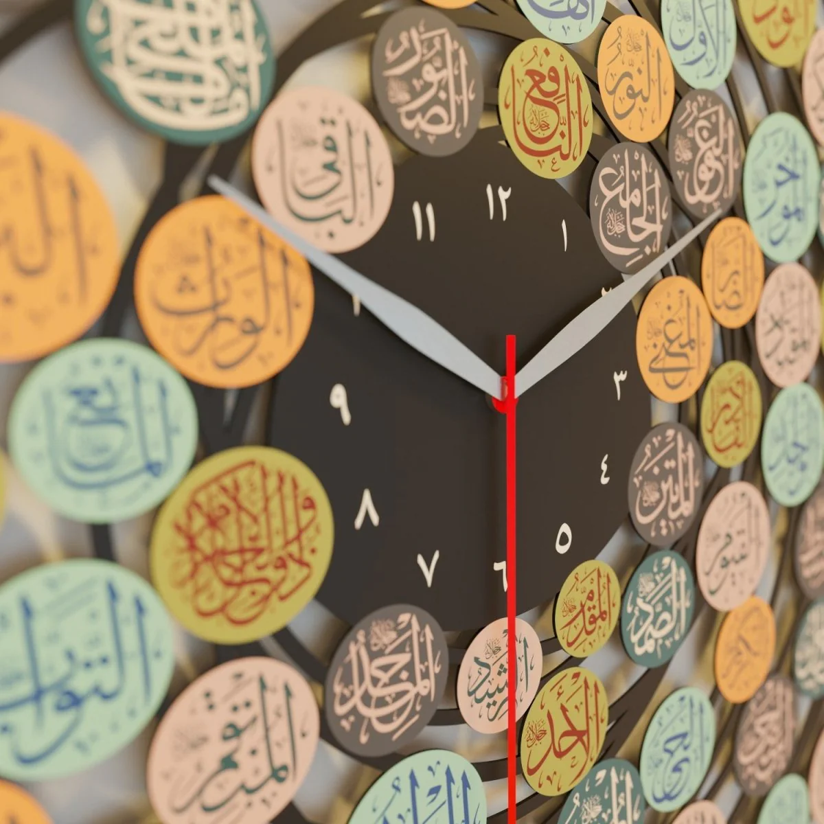 99 Names of Allah Asma-ul Husna Metal Islamic Wall Clock - Image 5