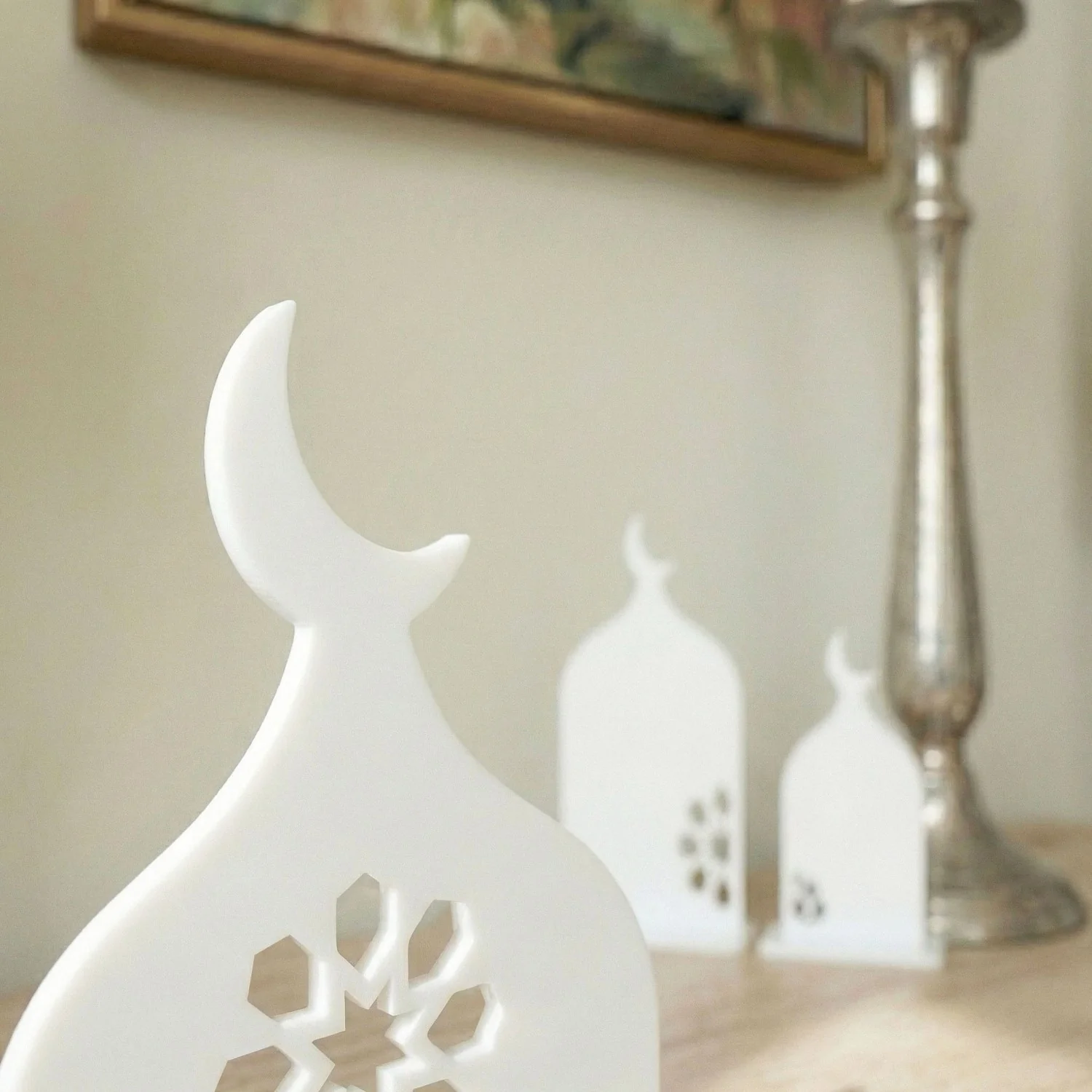 Three-Piece Set Acrylic Mosque Silhouette Stand – Modern Islamic Table Decor & Ramadan Gift - Image 20