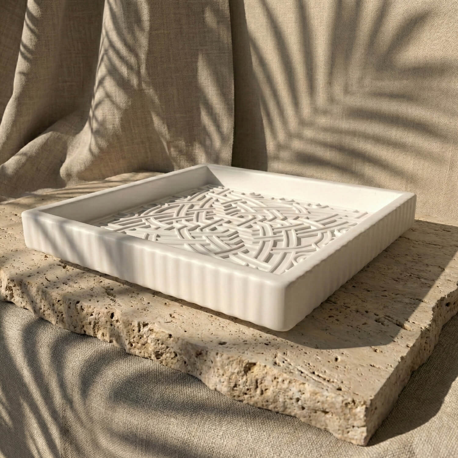 Alhambra Geometric Stone Relief – Curvilinear Star Pattern - Image 2