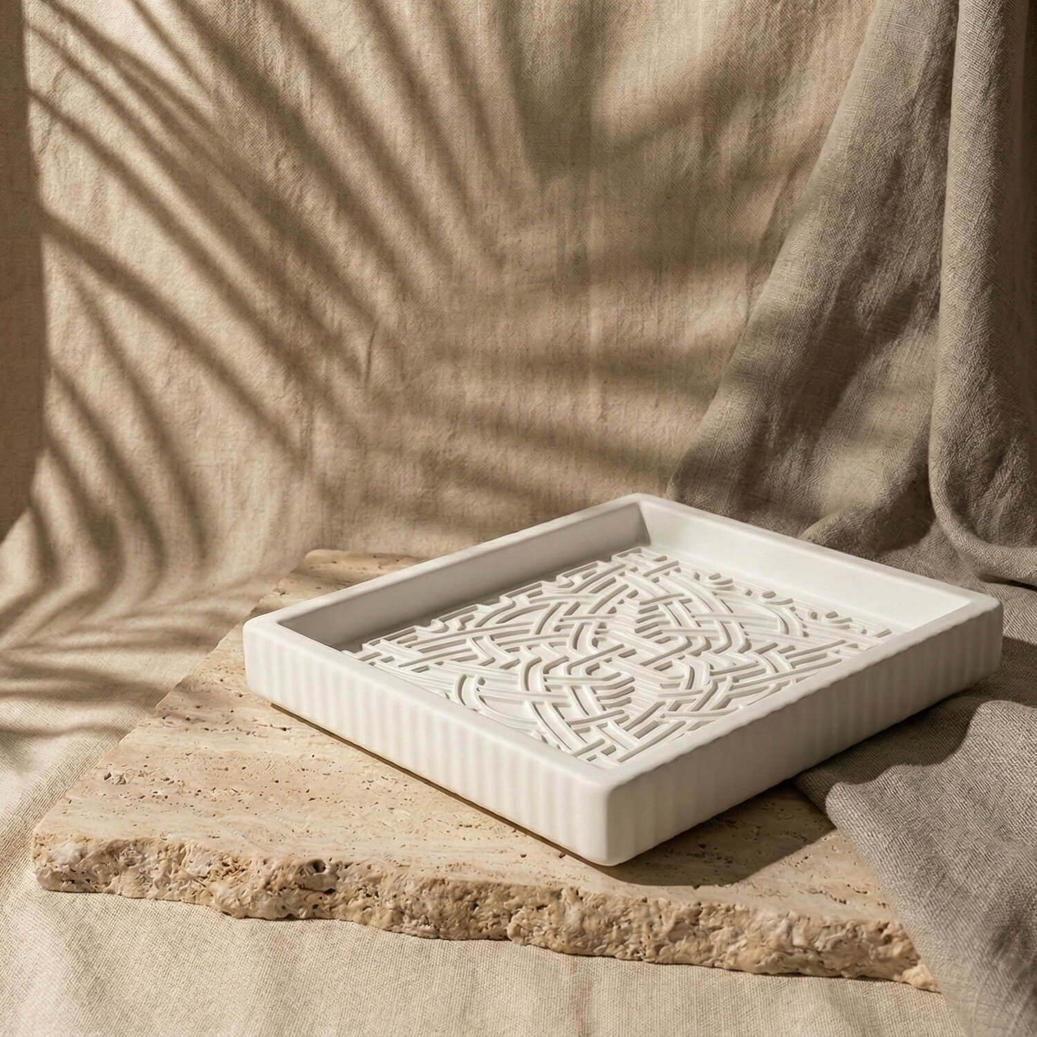 Alhambra Geometric Stone Relief – Curvilinear Star Pattern - Image 3