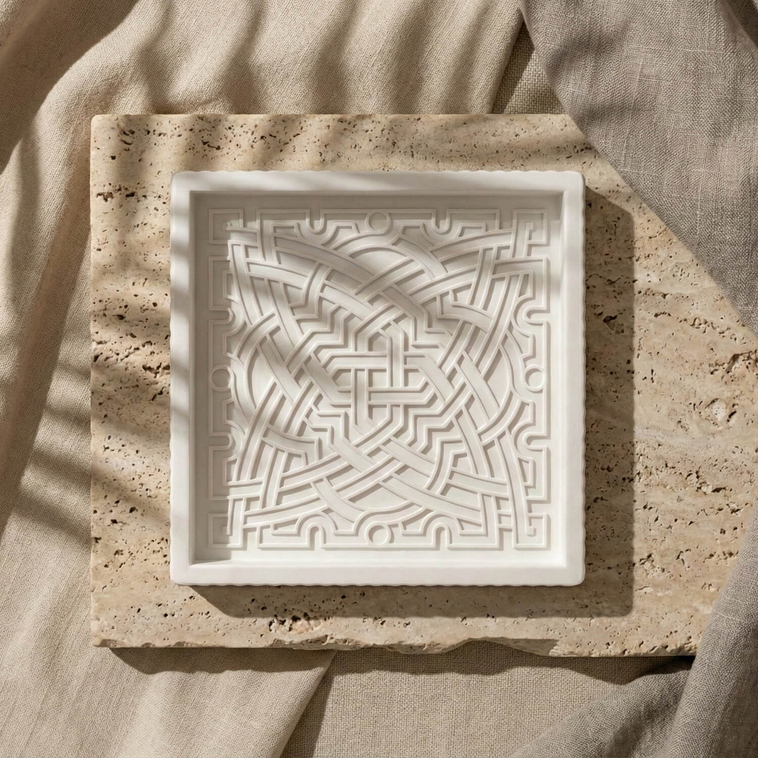 Alhambra Geometric Stone Relief – Curvilinear Star Pattern - Image 4