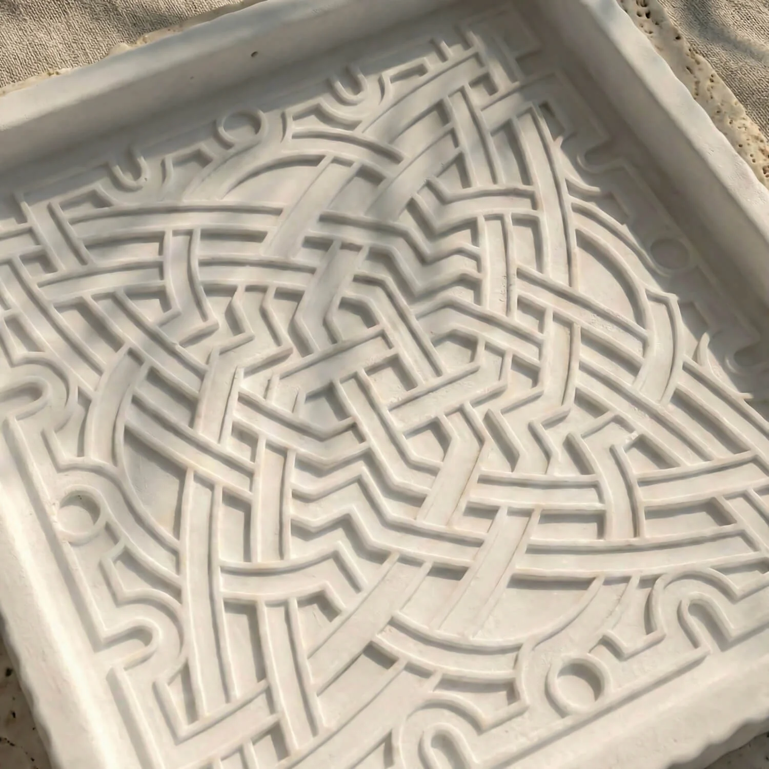Alhambra Geometric Stone Relief – Curvilinear Star Pattern - Image 5
