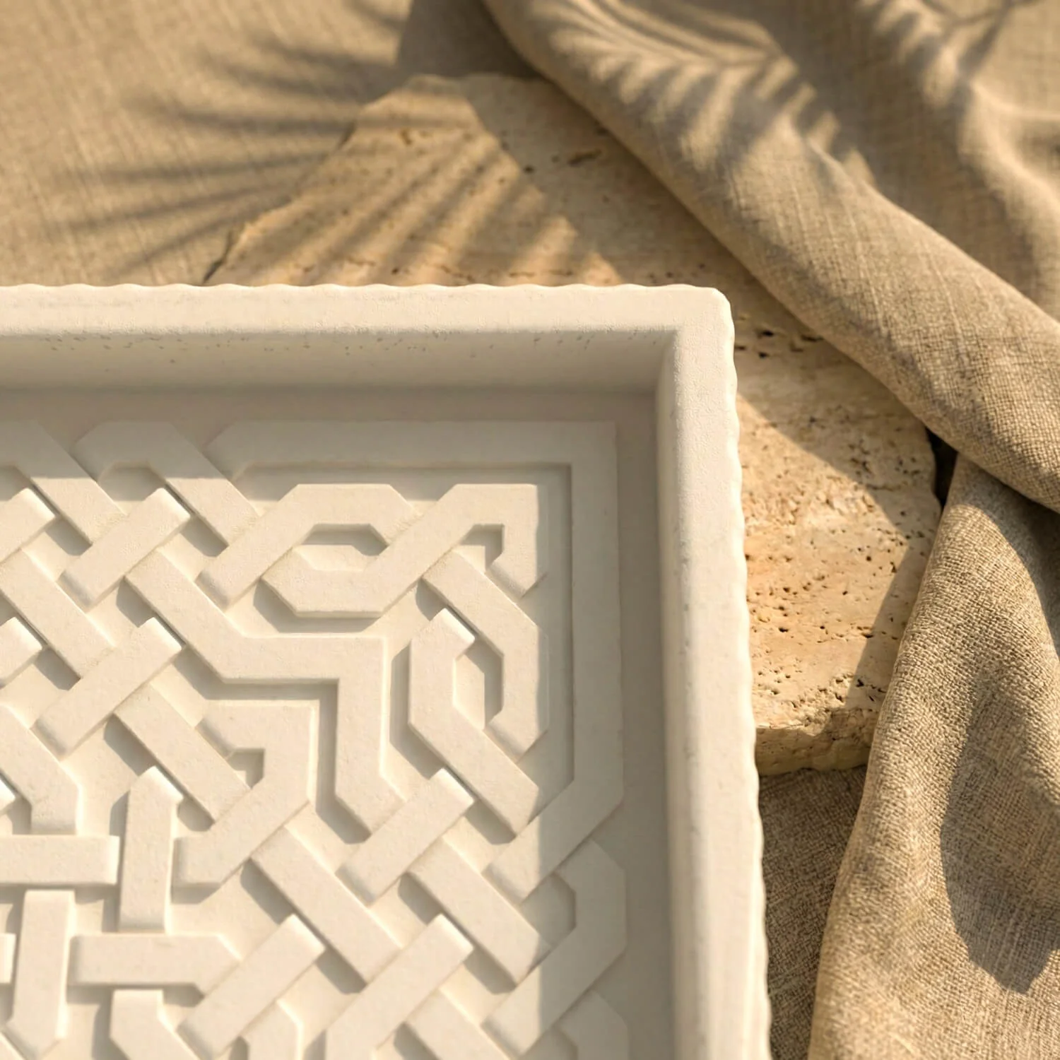 Alhambra Nasrid Knotwork Stone Relief – Handmade Islamic Geometric Decor - Image 6