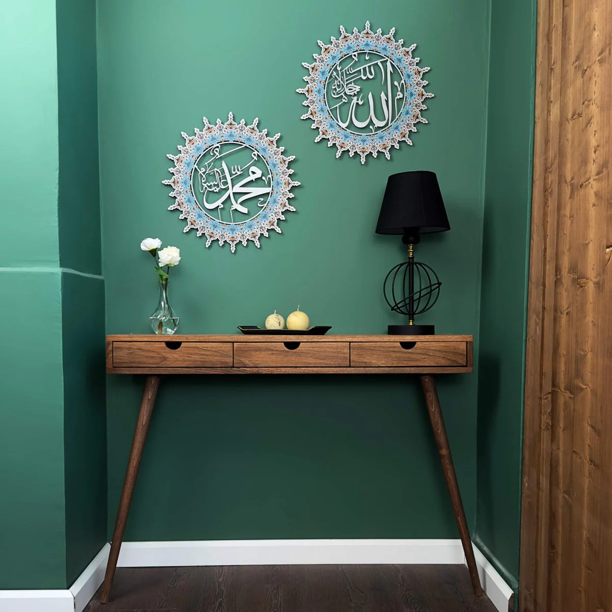 Allah (SWT) and Muhammad (PBUH) - Metal Islamic Wall Art Set, UV Printed - Image 10
