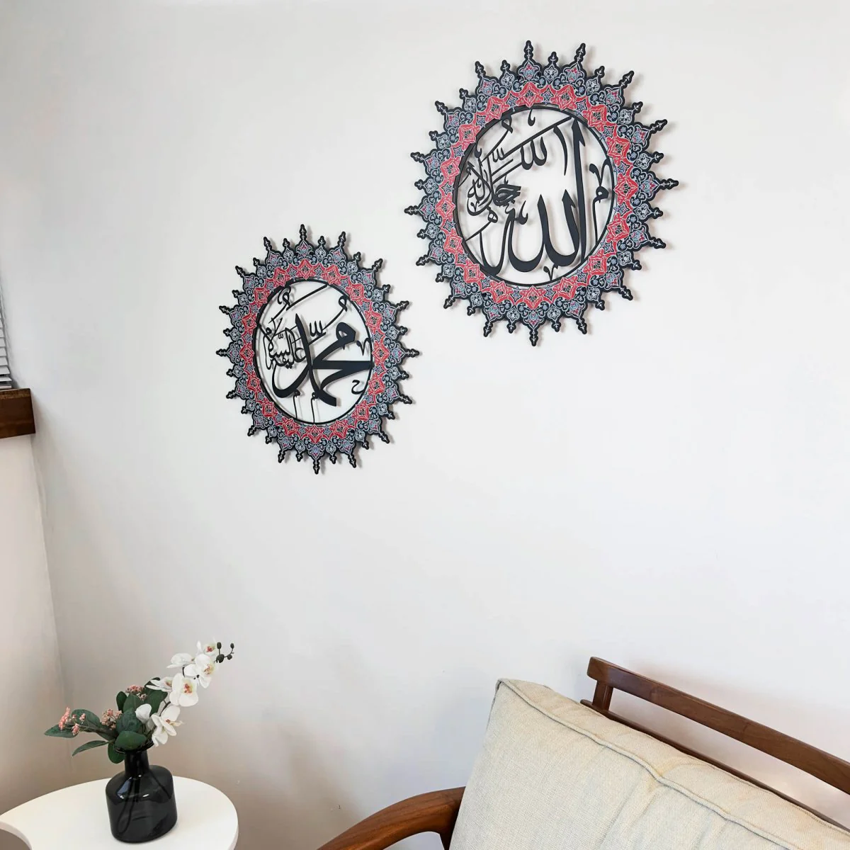 Allah (SWT) and Muhammad (PBUH) - Metal Islamic Wall Art Set, UV Printed - Image 14