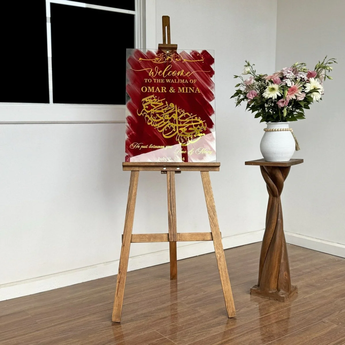 Arabic Wedding Sign - Love & Mercy Rum Ayat 21, Glass Muslim Nikkah Mirror - Image 9