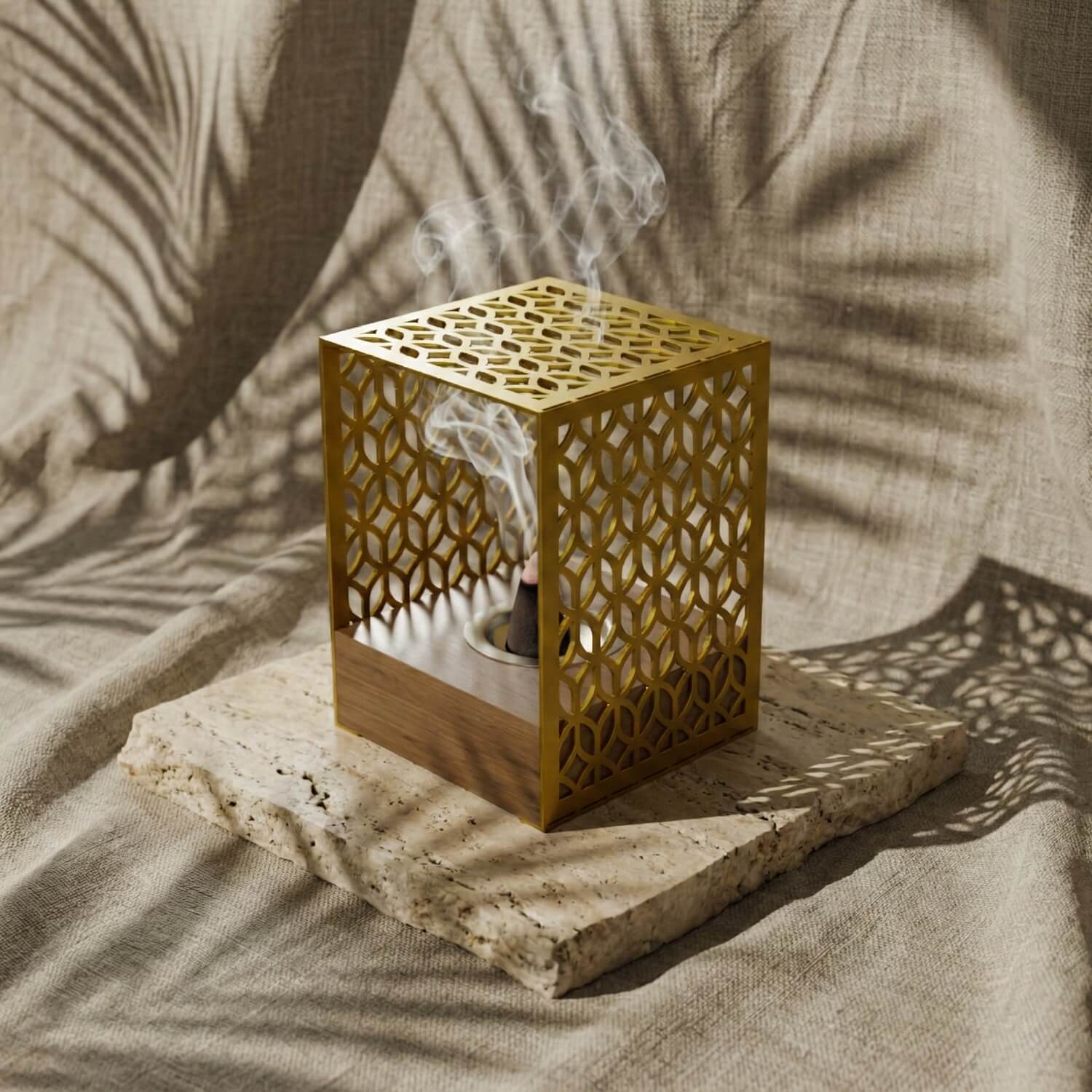 Modern Arched Metal Mabkhara with Solid Wood Base – Premium Bakhoor Burner - Image 8