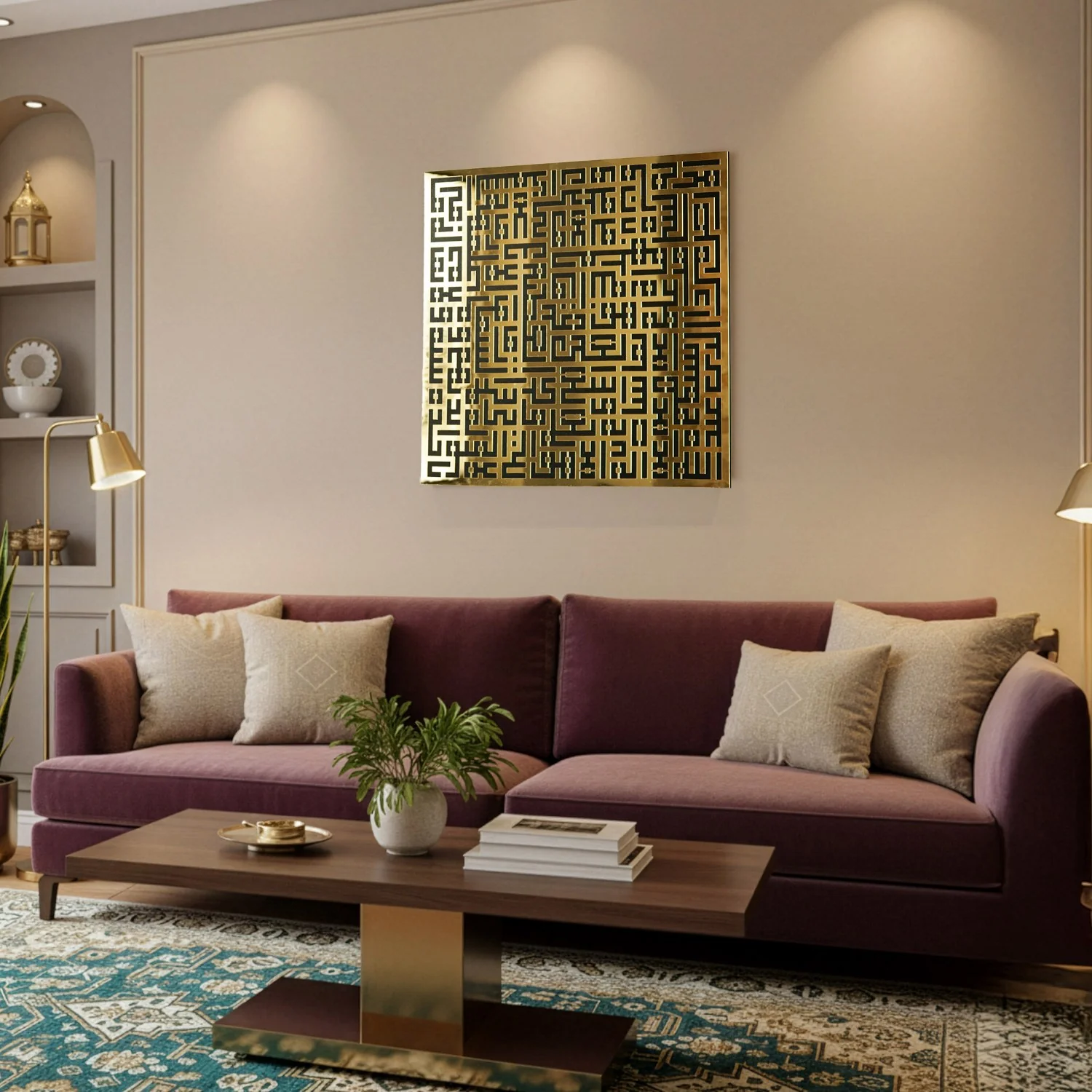 Ayatul Kursi Kufic Calligraphy Decor - Wooden Islamic Wall Art, Black Background - Image 5