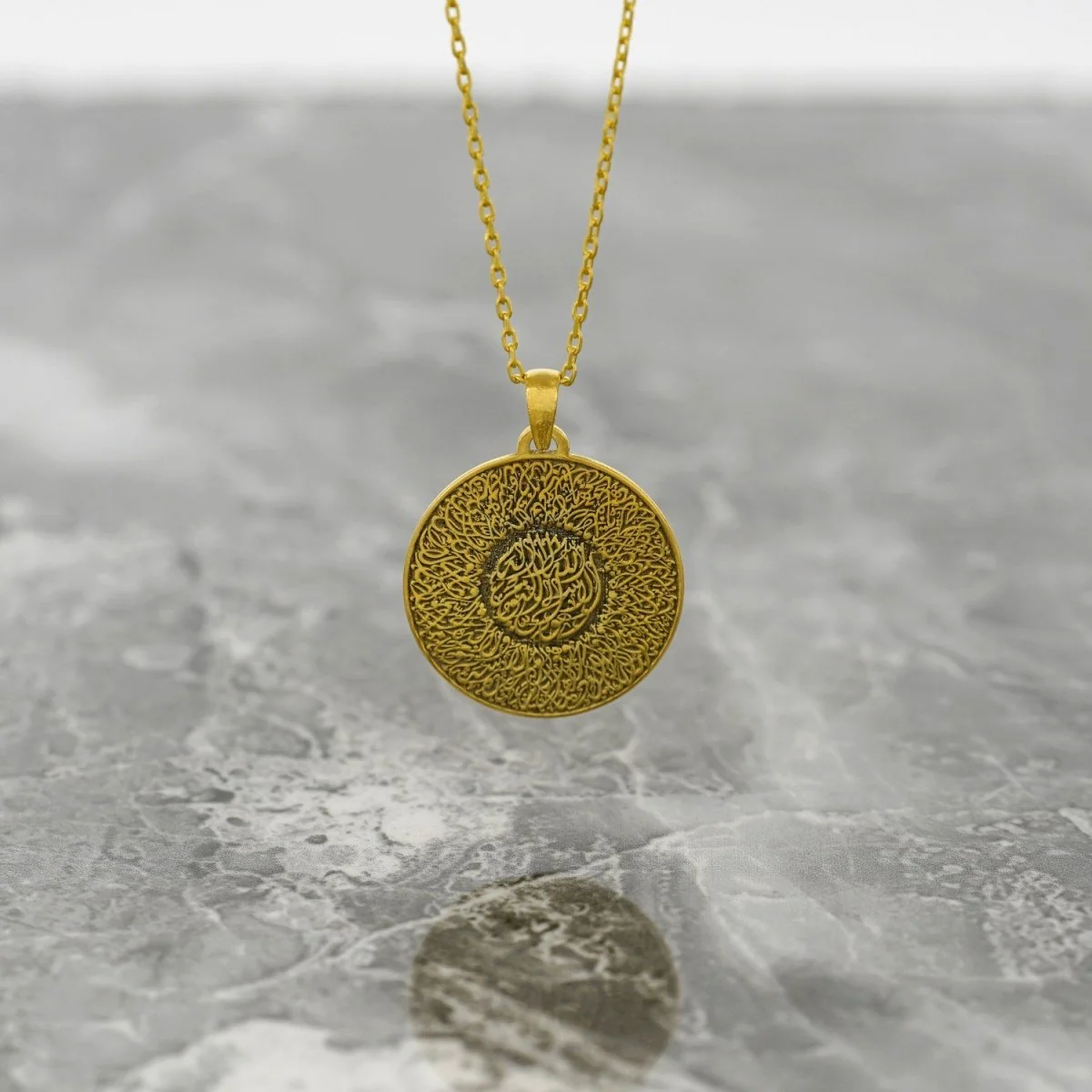 Ayatul Kursi Necklace - Islamic Calligraphy 18K Gold Plated Silver Pendant - Image 3