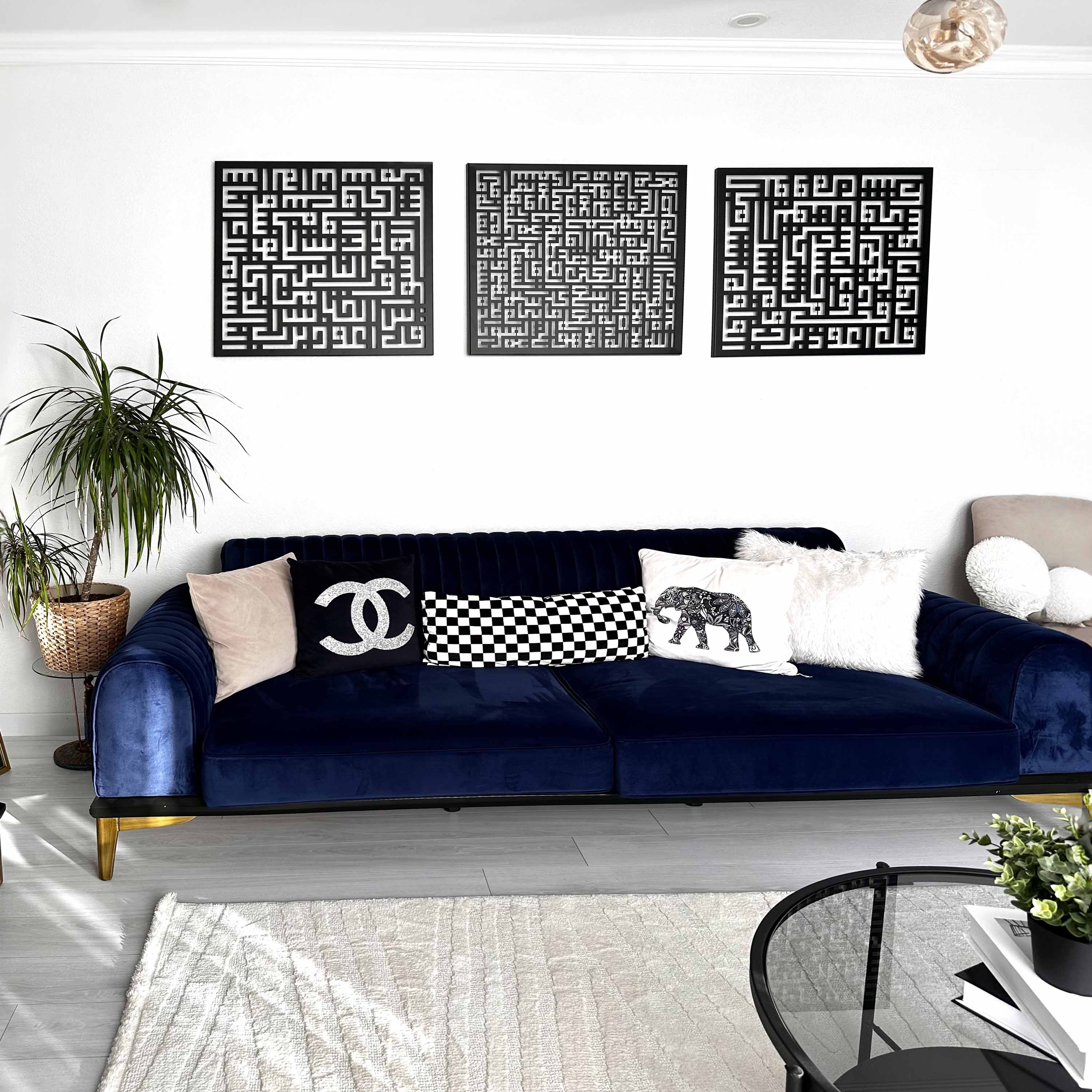 Ayatul Kursi, Surah Al Falaq, Surah An Nas Kufic Metal Islamic Wall Art - Image 6