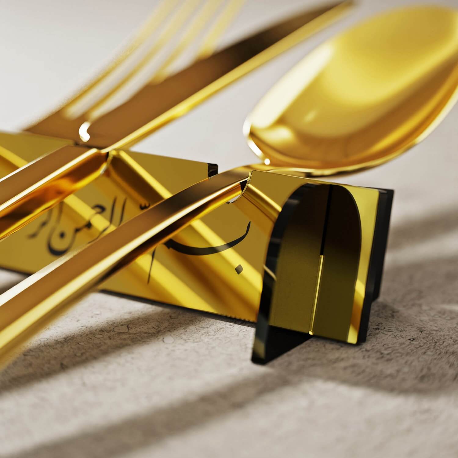 Basmala Acrylic Cutlery Holder – Modern Mirror Finish Iftar Table Decor - Image 11