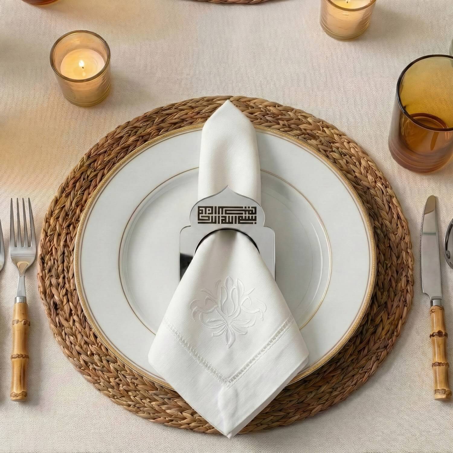 Basmala Kufic Dome Acrylic Napkin Rings – Geometric Islamic Table Decor - Image 17