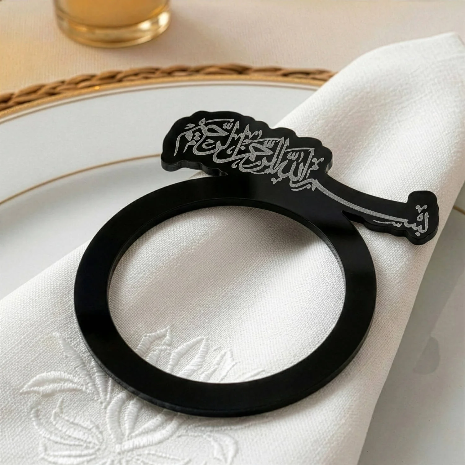 Basmala Thuluth Script Acrylic Napkin Rings – Islamic Table Decor - Image 10