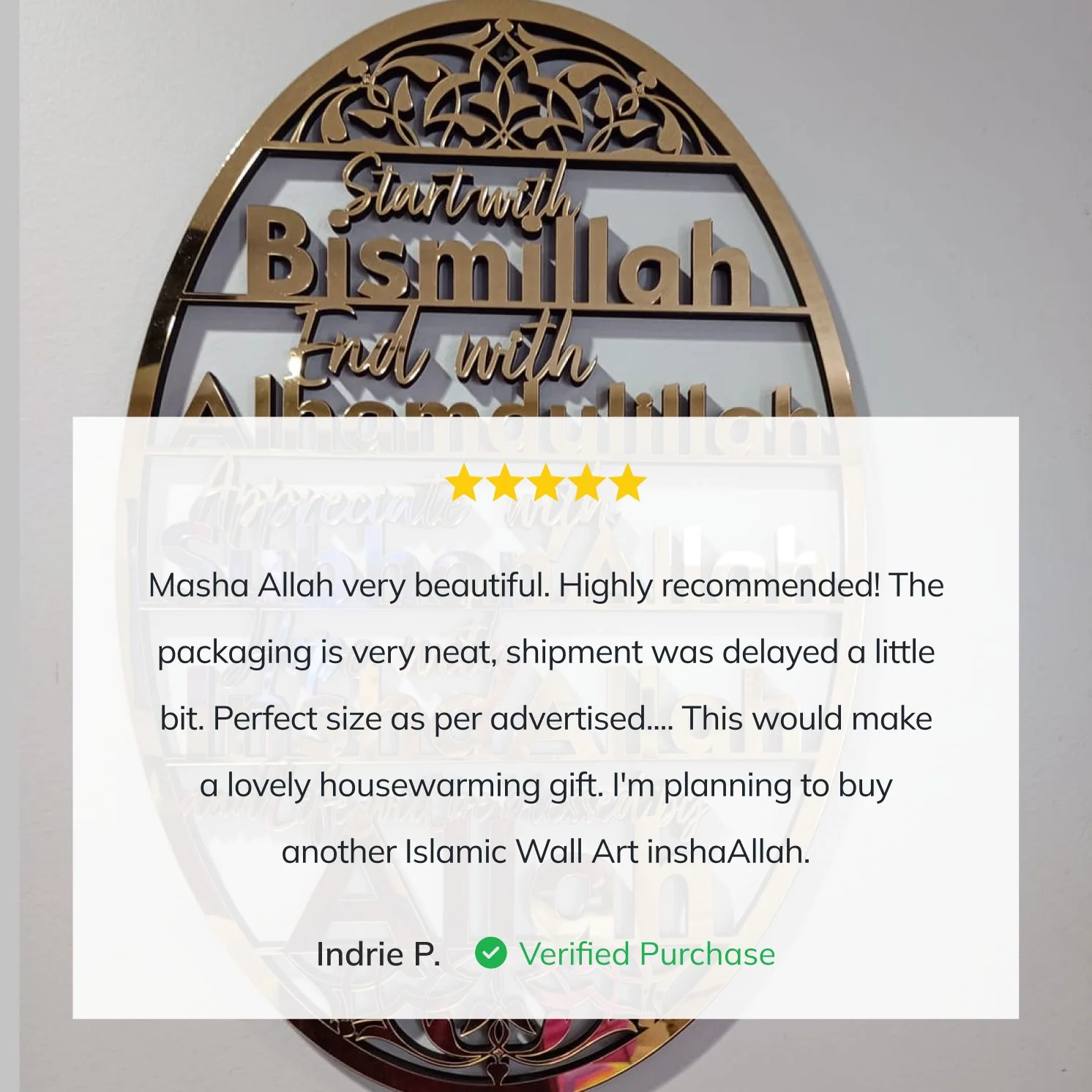 Bismillah, Alhamdulillah, SubhanAllah, InshaAllah - Wooden Islamic Wall Art - Image 3