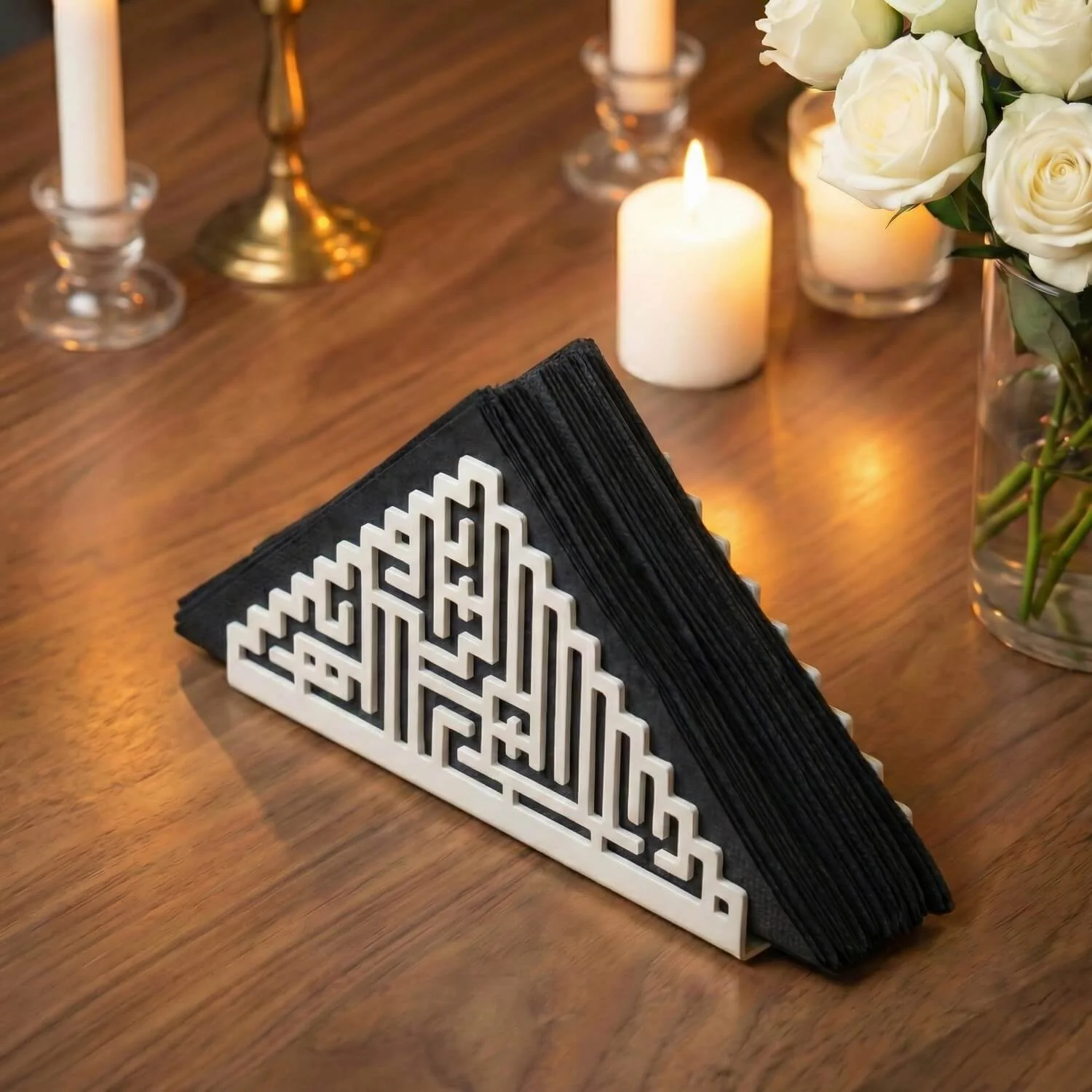 Bismillah Kufic Metal Napkin Holder – Islamic Iftar Table Decor - Image 3