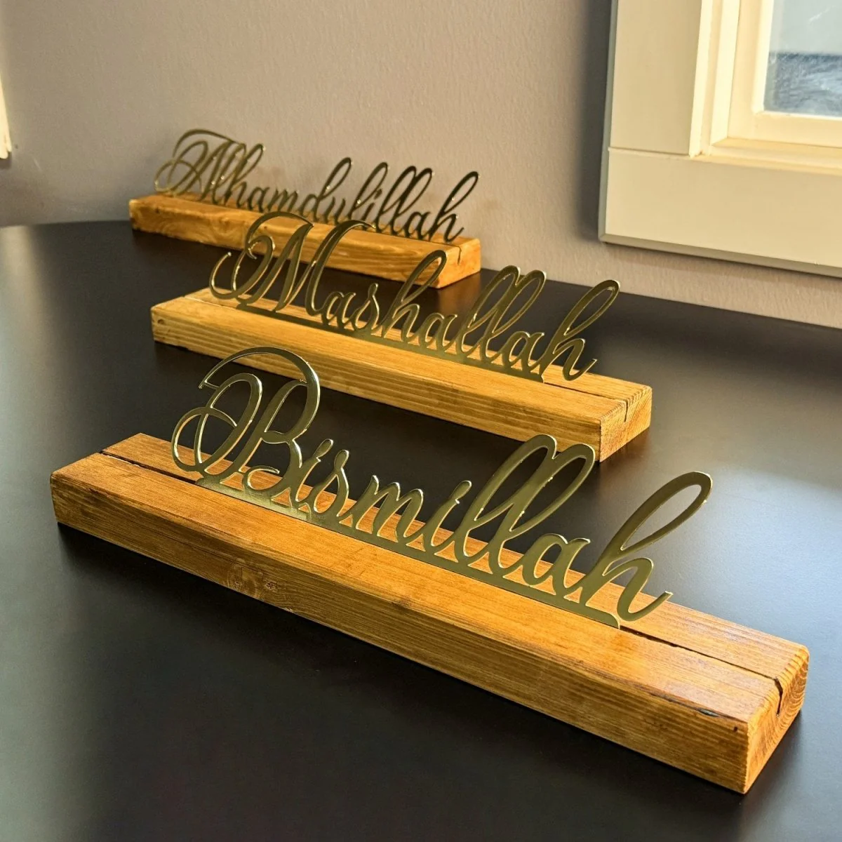 Islamic Tabletop Decors - Bismillah Subhanallah Alhamdulillah MashaAllah AllahuAkbar | Latin Calligraphy - Image 5