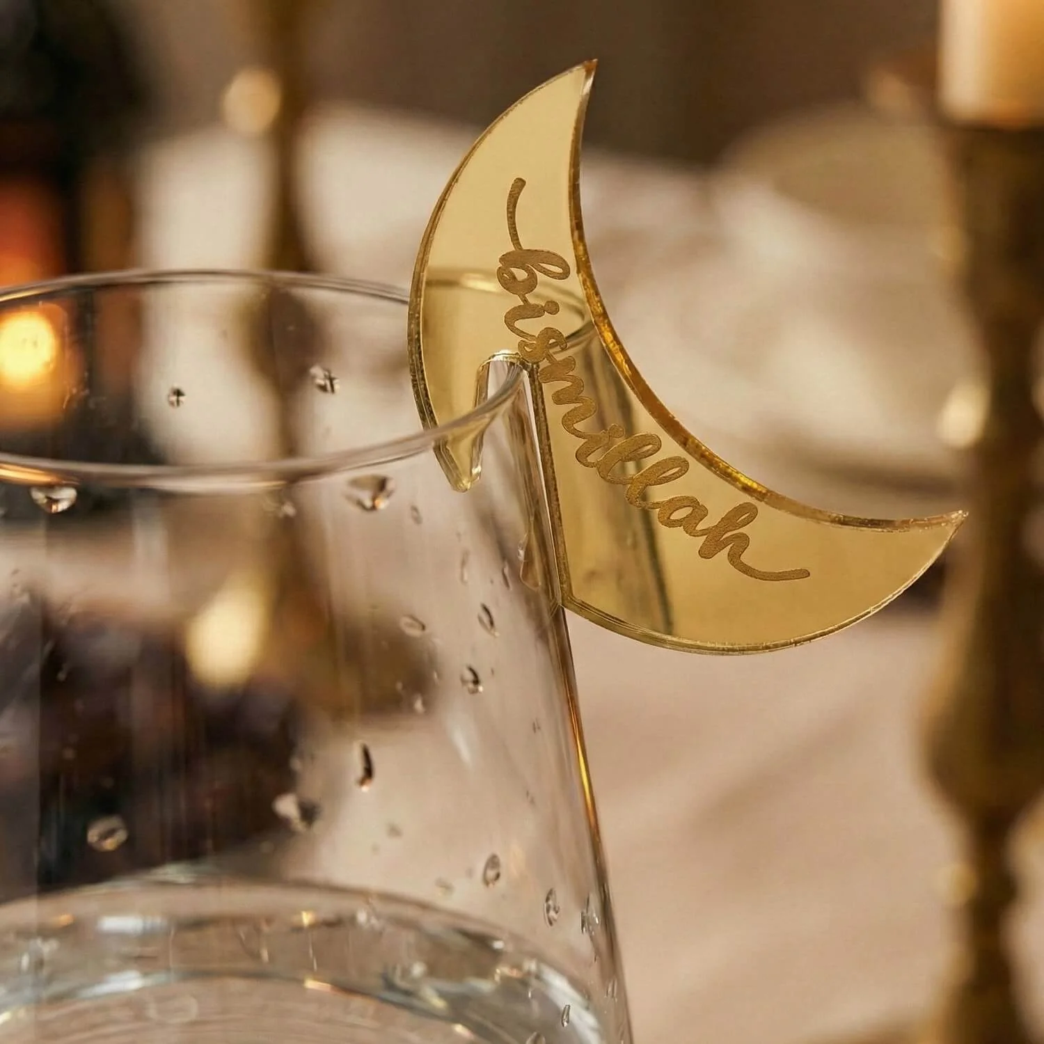 Crescent Moon Acrylic Drink Markers – Islamic Glass Charms - Image 3