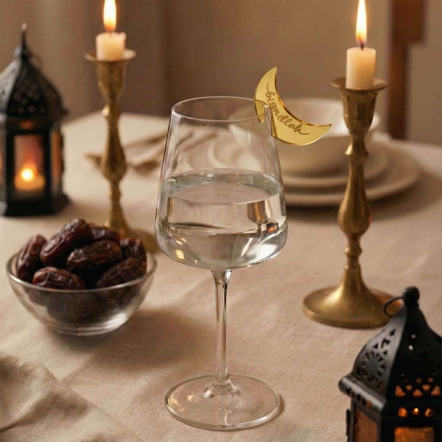 Crescent Moon Acrylic Drink Markers – Islamic Glass Charms - Image 4