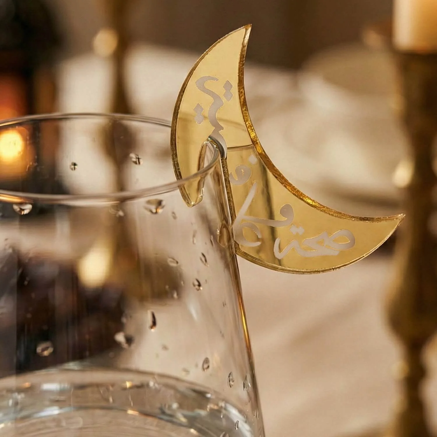 Crescent Moon Acrylic Drink Markers – Islamic Glass Charms - Image 5
