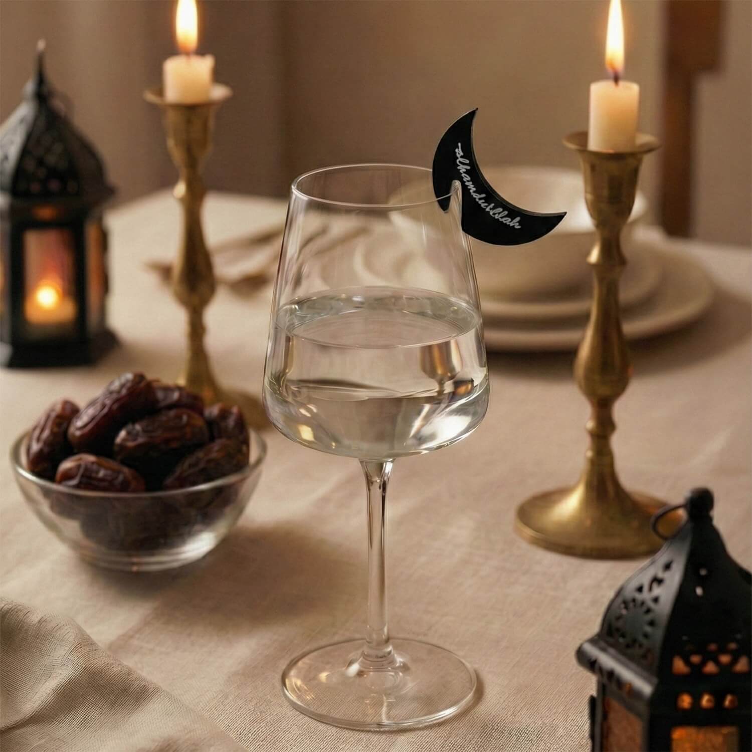 Crescent Moon Acrylic Drink Markers – Islamic Glass Charms - Image 8