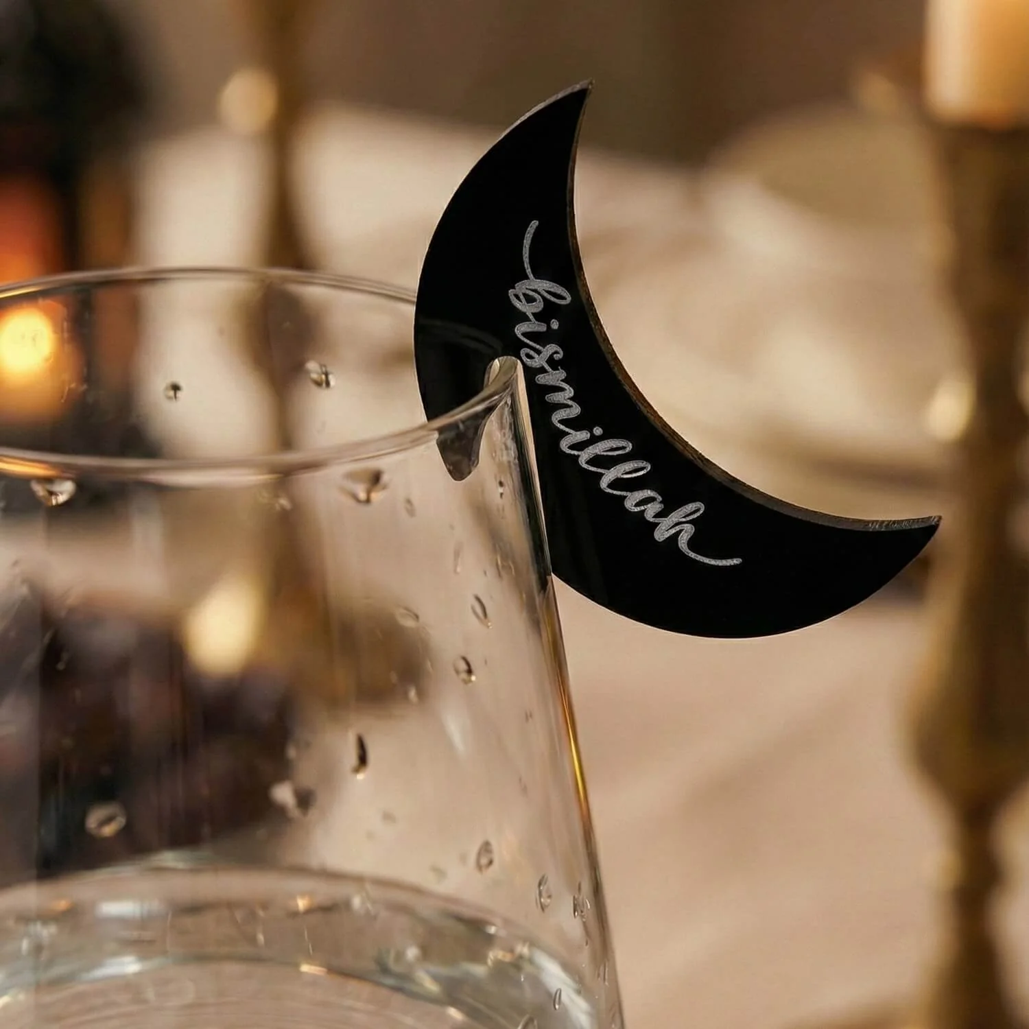 Crescent Moon Acrylic Drink Markers – Islamic Glass Charms - Image 9