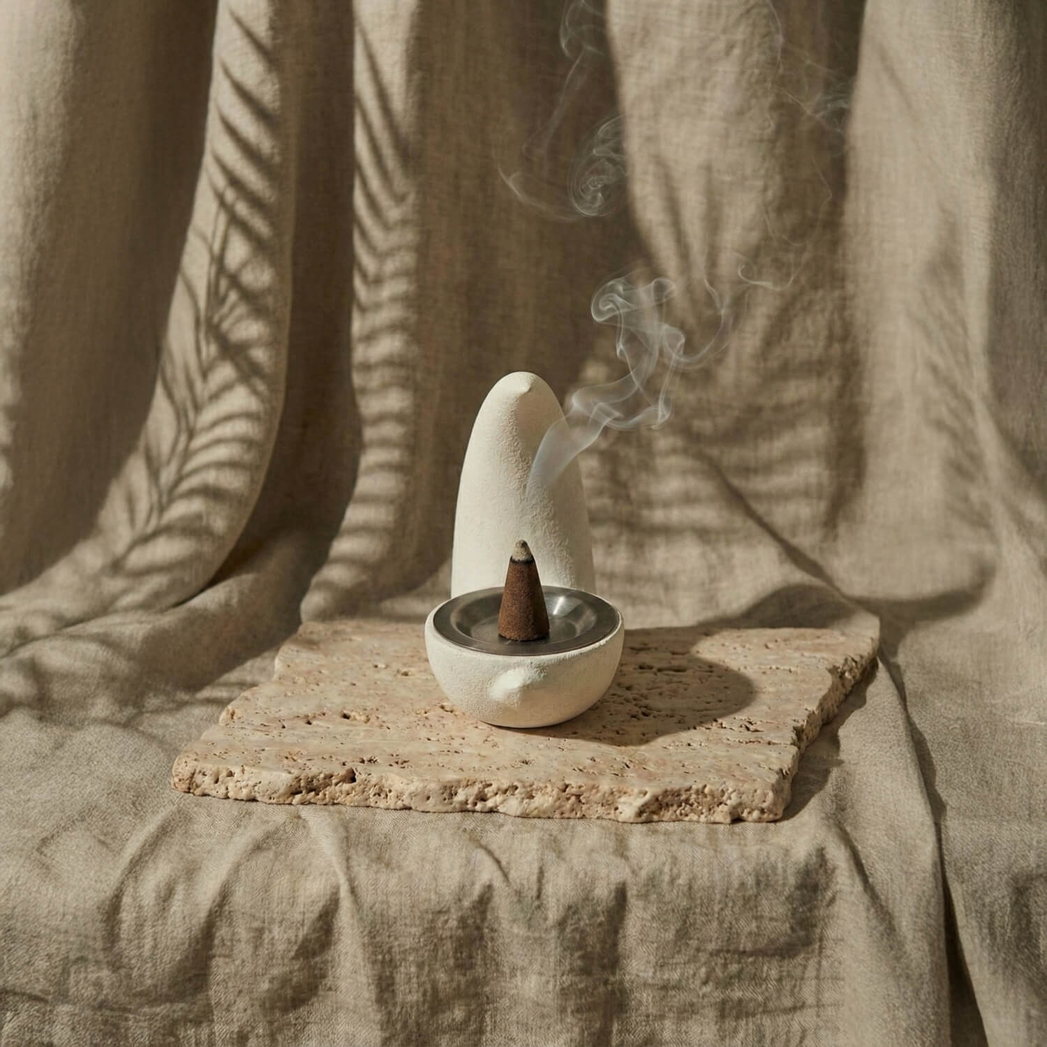 Crescent Moon Bakhoor Incense Burner – Modern Stone Texture Mabkhara - Image 2