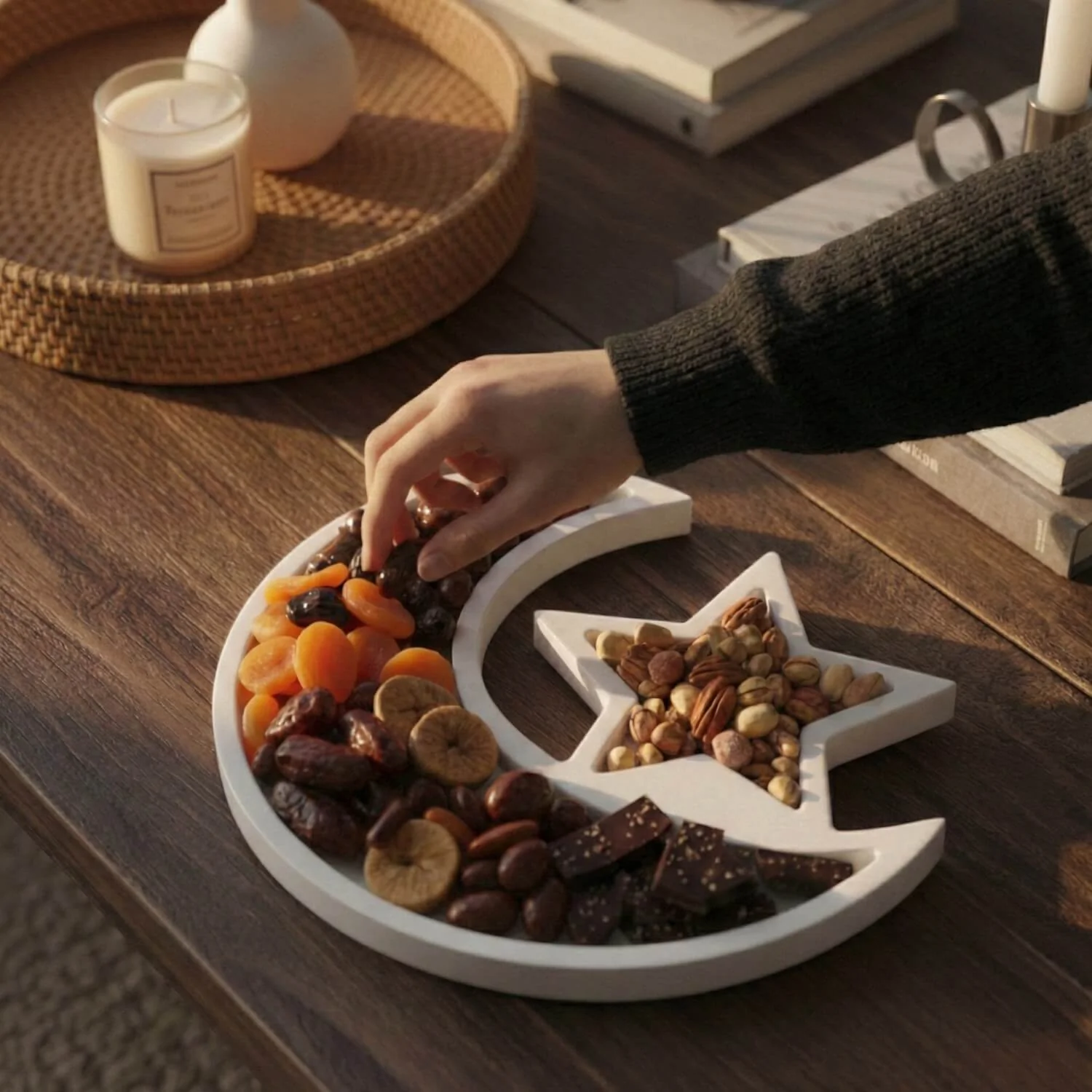 Crescent Moon & Star Serving Platter – Ramadan Date Tray