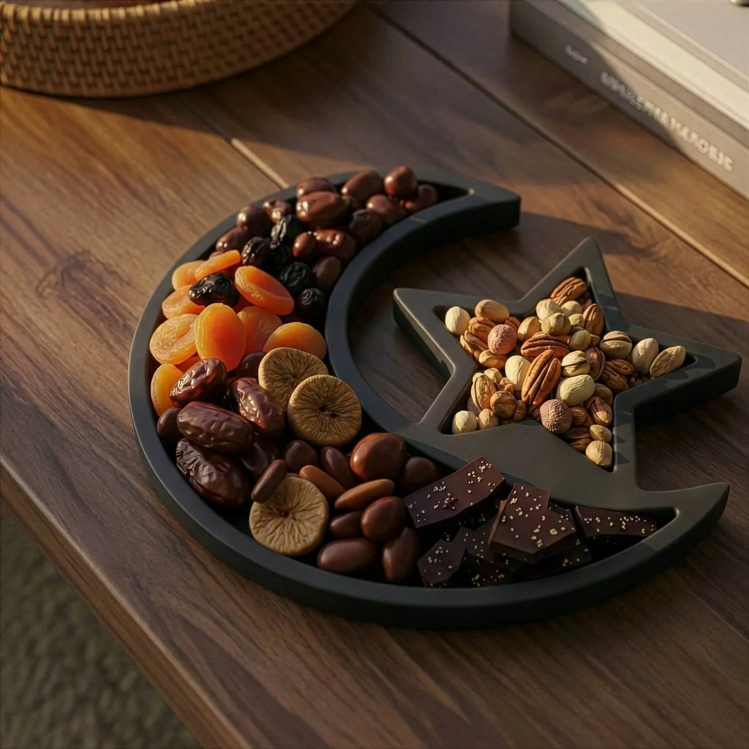 Crescent Moon & Star Serving Platter – Ramadan Date Tray - Image 2