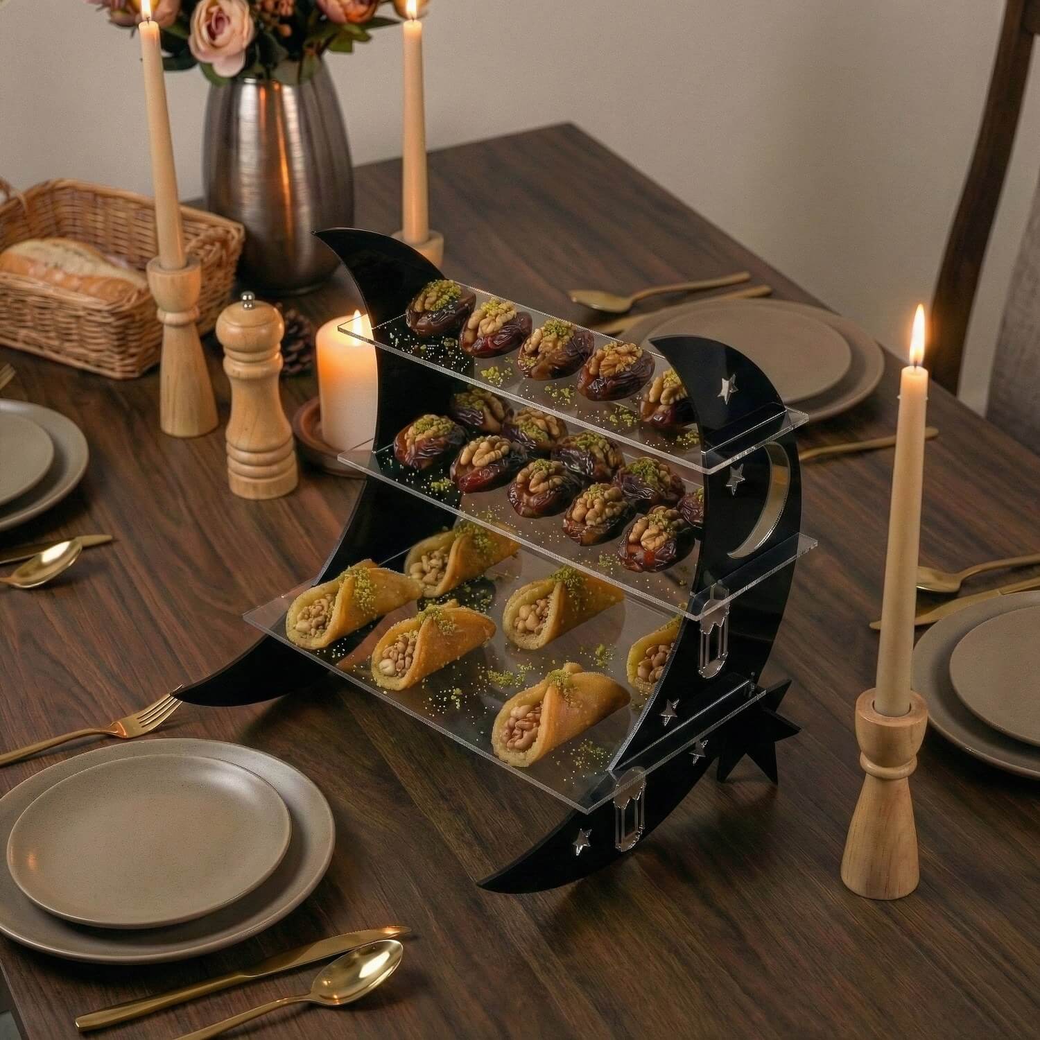 Crescent Moon Tiered Serving Stand – Ramadan Dessert Shelf - Image 7