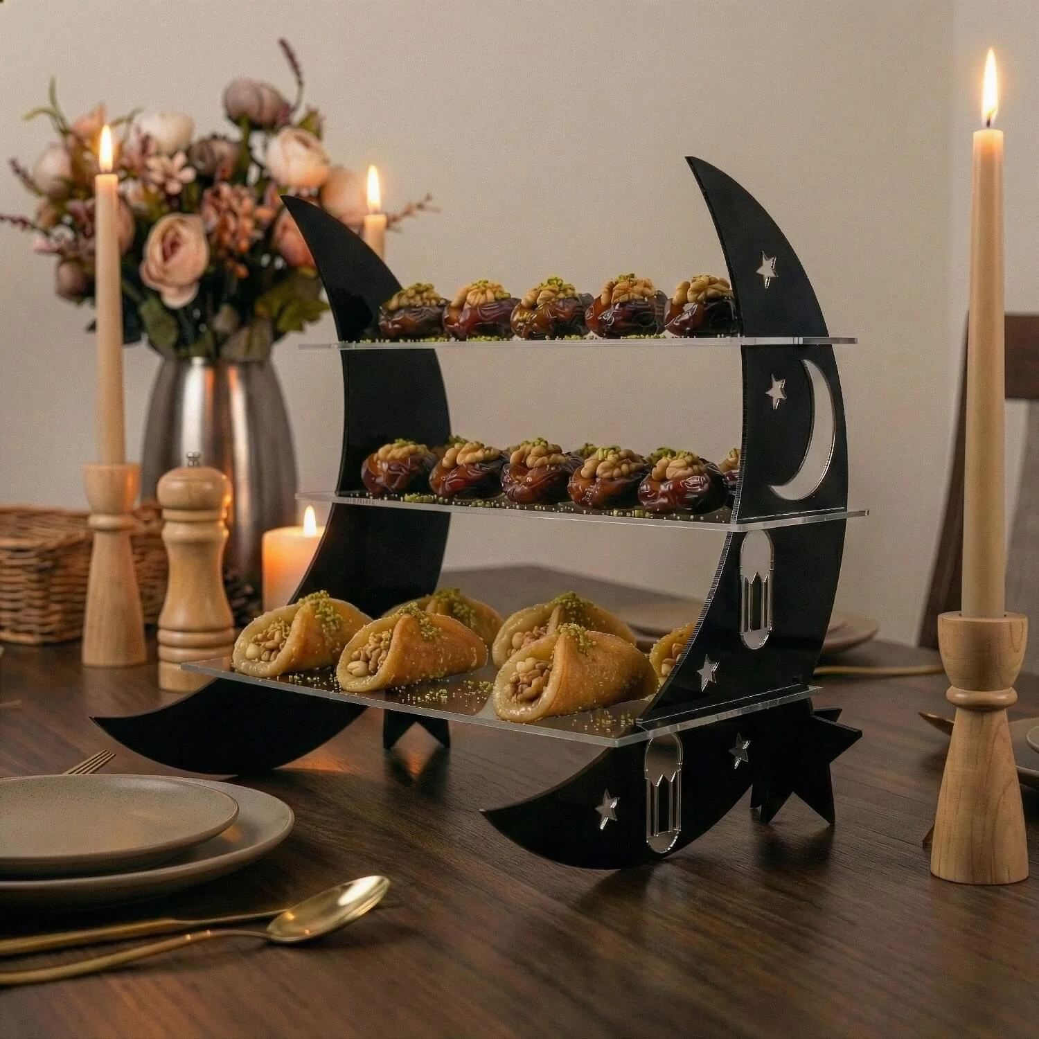 Crescent Moon Tiered Serving Stand – Ramadan Dessert Shelf - Image 8