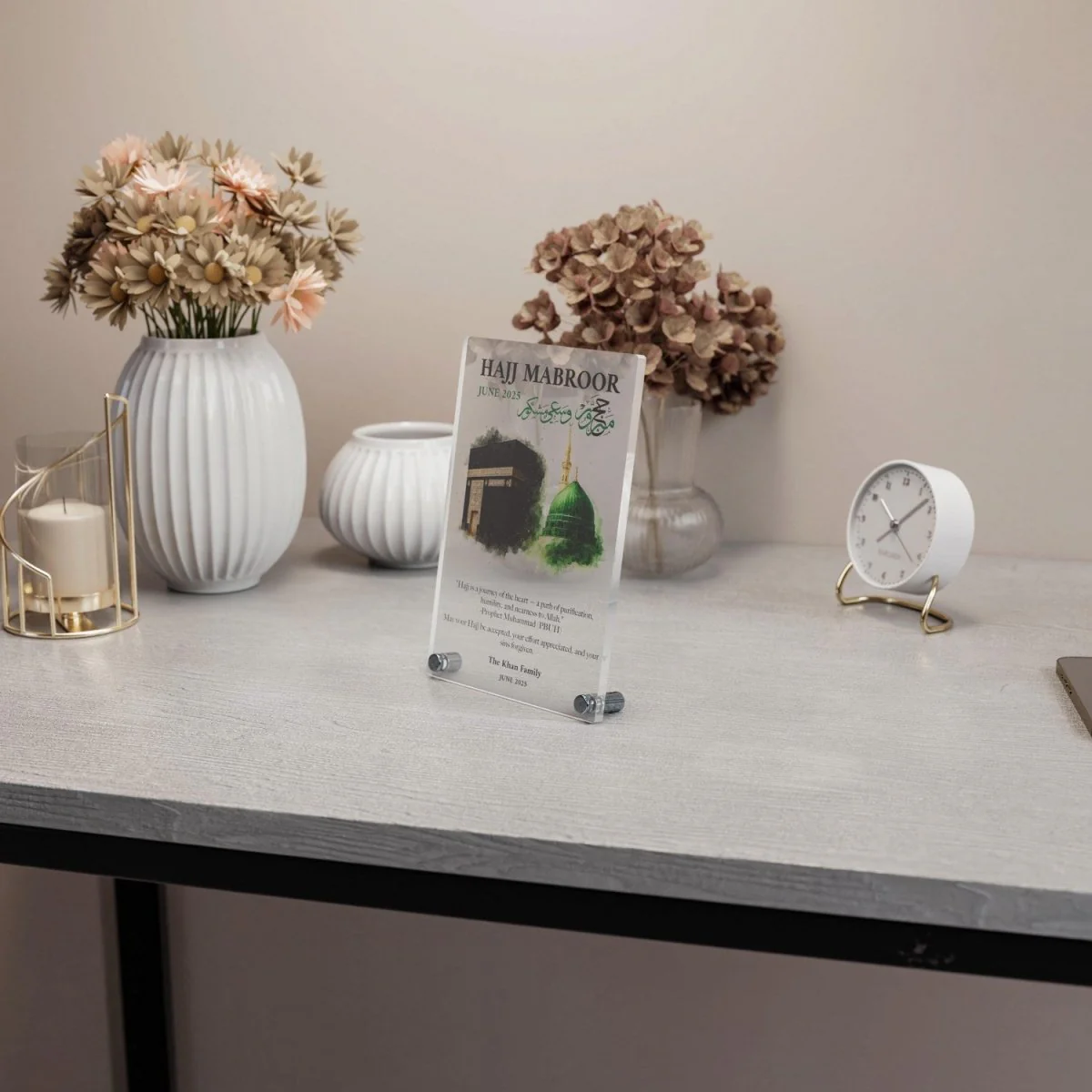 Hajj Mabroor - Vertical Tabletop Decor, Personalize with Text & Photo - Image 12