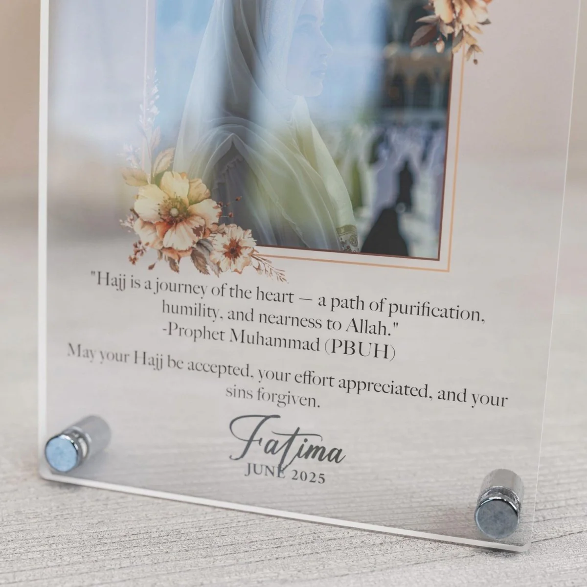 Hajj Mabroor - Vertical Tabletop Decor, Personalize with Text & Photo - Image 16