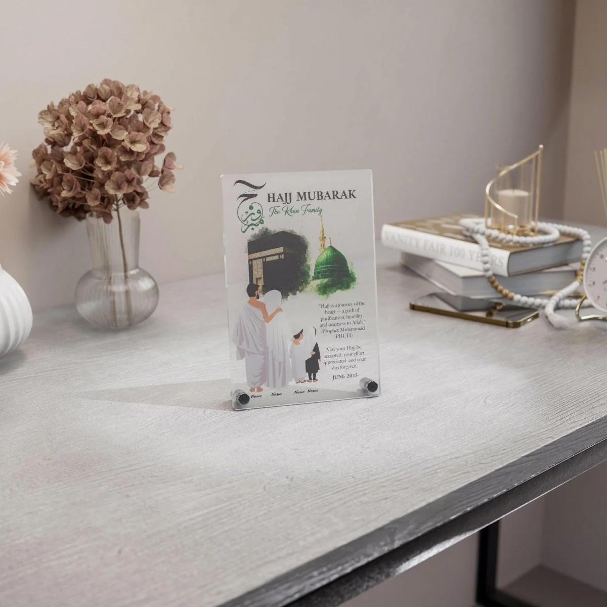 Hajj Mabroor - Vertical Tabletop Decor, Personalize with Text & Photo - Image 21