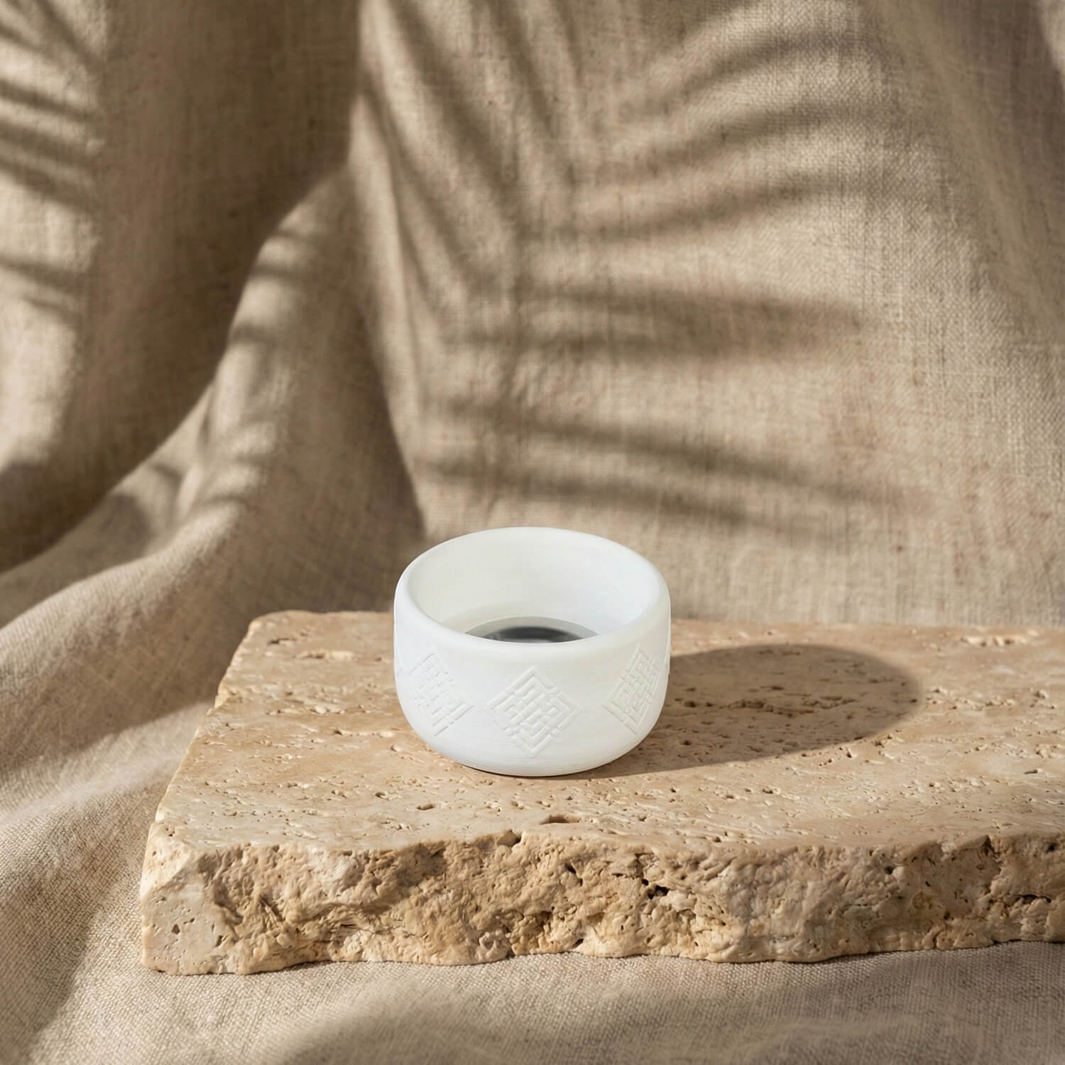 4 Dhikr Stone Cast Mabkhara – Geometric Round Kufic Incense Burner - Image 2