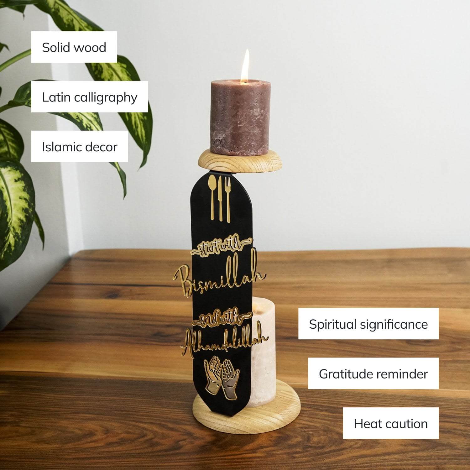 Dining Table Decor - Islamic Candleholder | Start with Bismillah, End with Alhamdulillah - Image 4