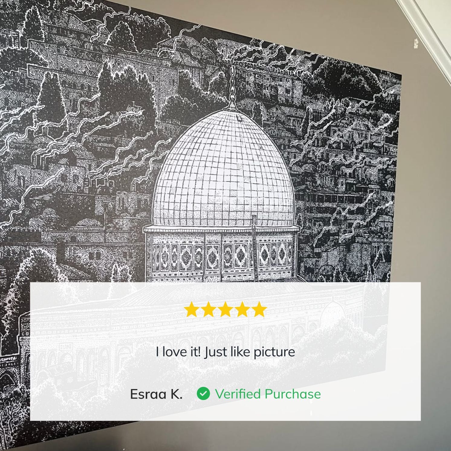 The Dome of the Rock Sketch - Masjid Al Aqsa Islamic Canvas Art - Image 3