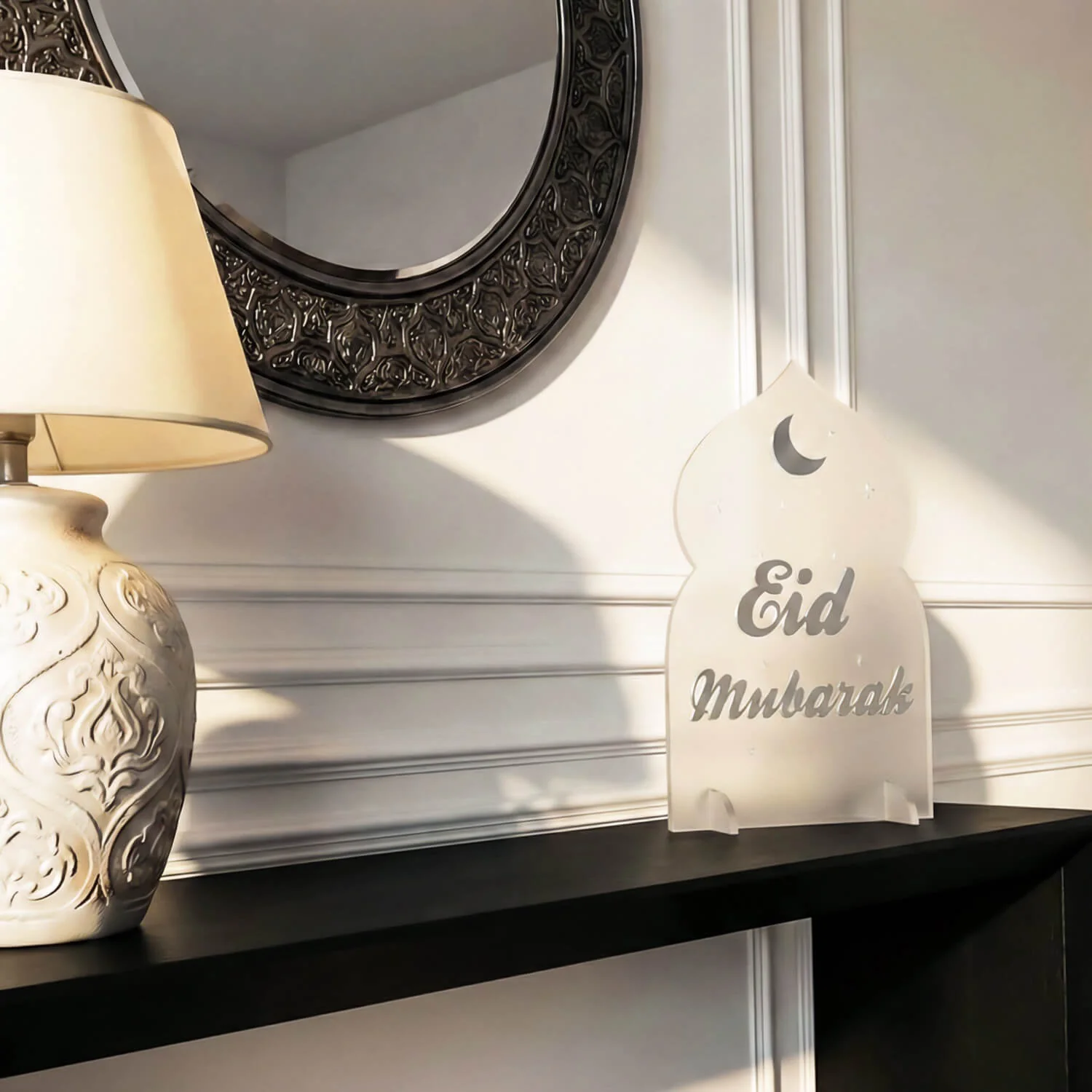 Eid Mubarak Cosmic Tabletop Decor – Moon & Stars Stand - Image 20