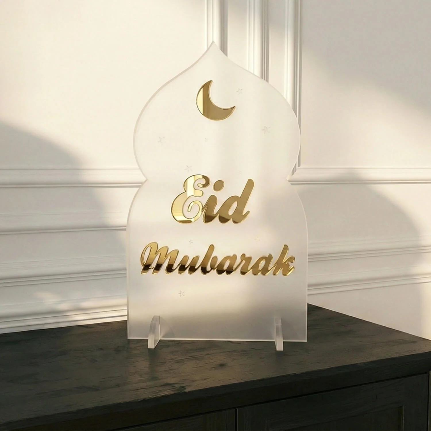 Eid Mubarak Cosmic Tabletop Decor – Moon & Stars Stand - Image 3