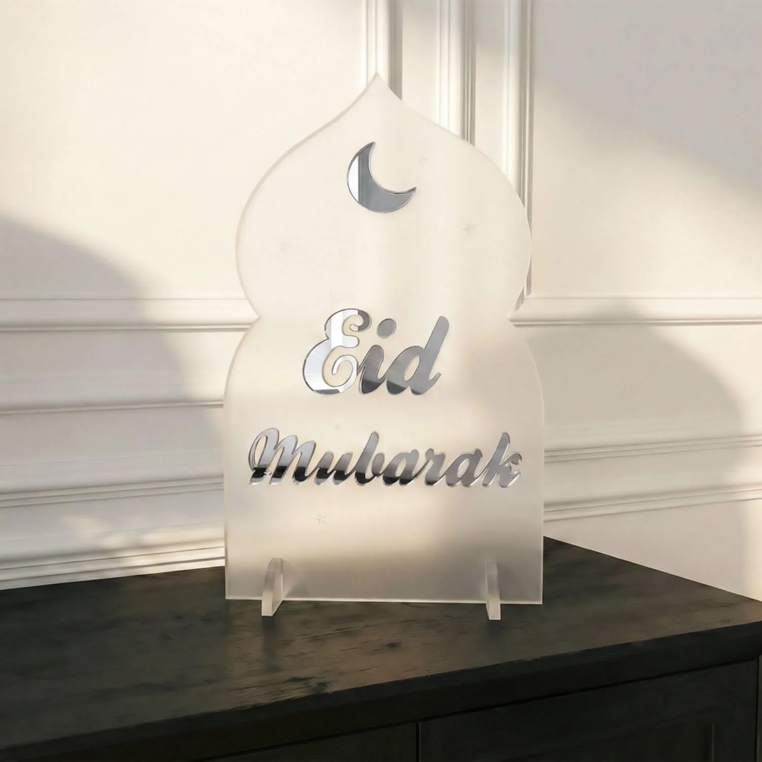 Eid Mubarak Cosmic Tabletop Decor – Moon & Stars Stand - Image 4