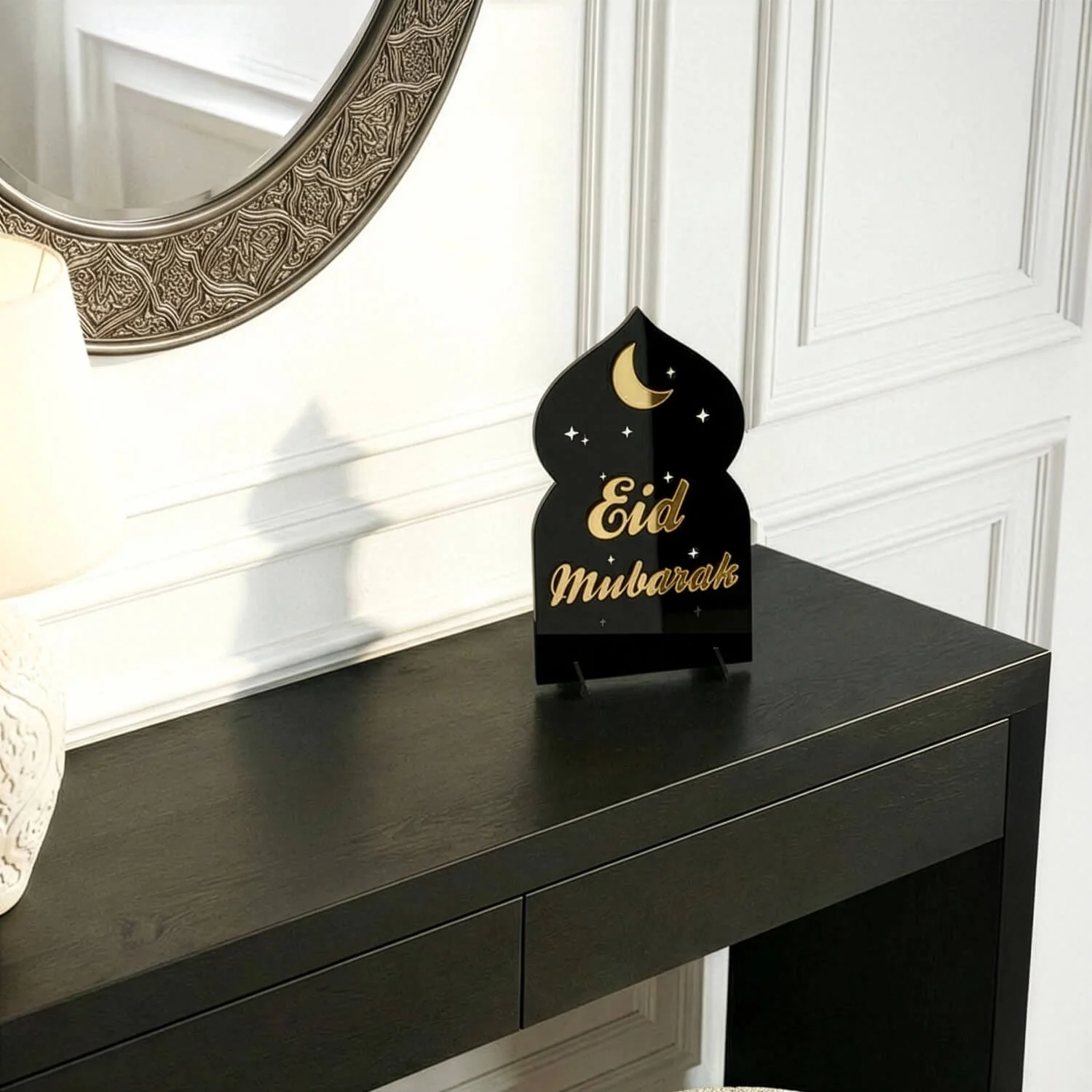 Eid Mubarak Cosmic Tabletop Decor – Moon & Stars Stand - Image 8