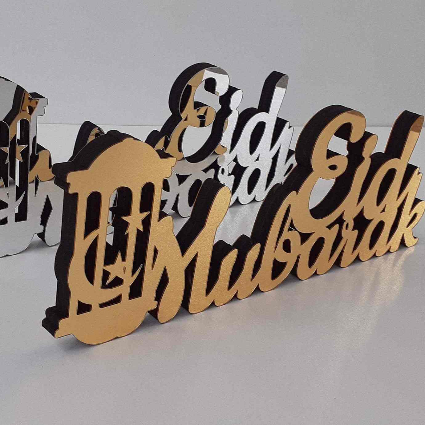 Eid Mubarak Wooden Table Art - Islamic Gift for Ramadan - Image 11