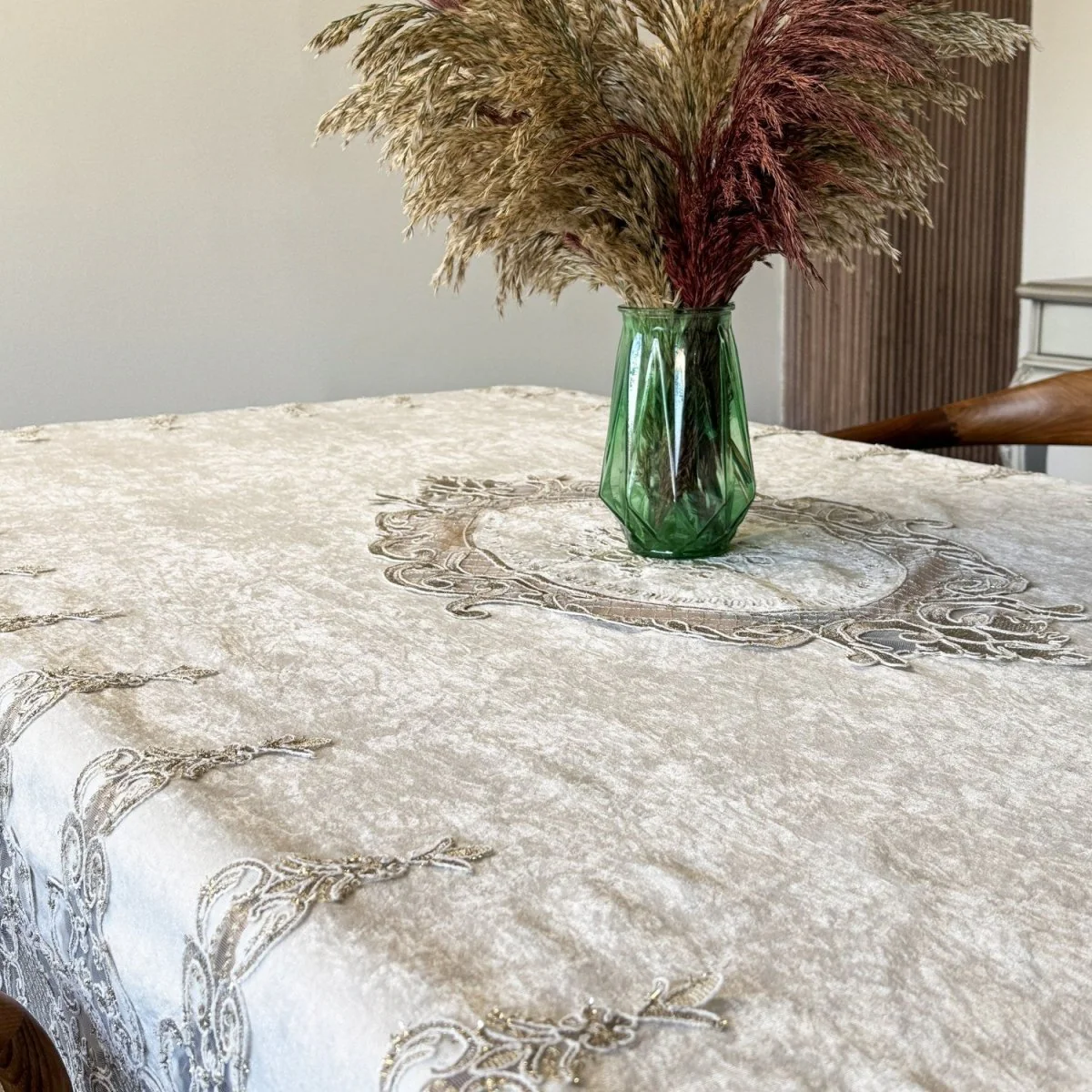 Embroidered Rectangular Tableclot - Elegant Dining Table Decor - Image 3