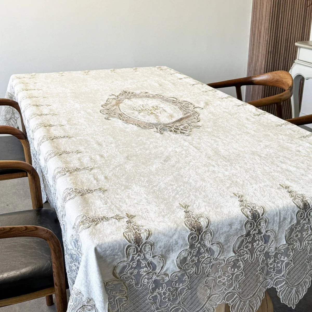 Embroidered Rectangular Tableclot - Elegant Dining Table Decor - Image 5