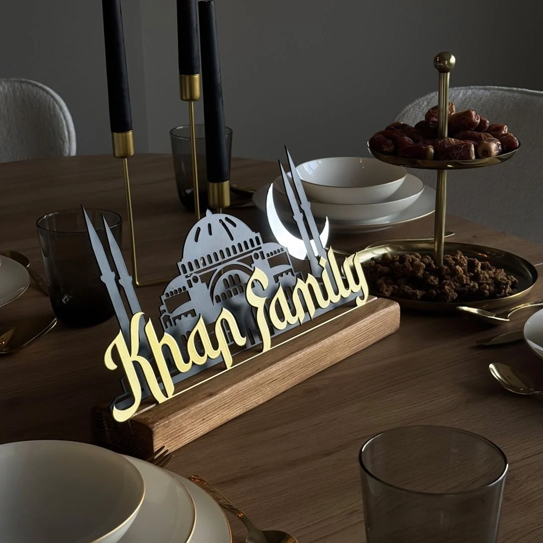 Islamic Table Decor - Hagia Sophia&Mosque Design | Family Name Customizable