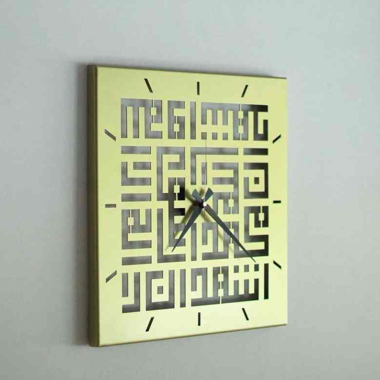 First Kalima Metal Wall Clock | Kufic Calligraphy - Islamic Home&Office Decor - Image 6