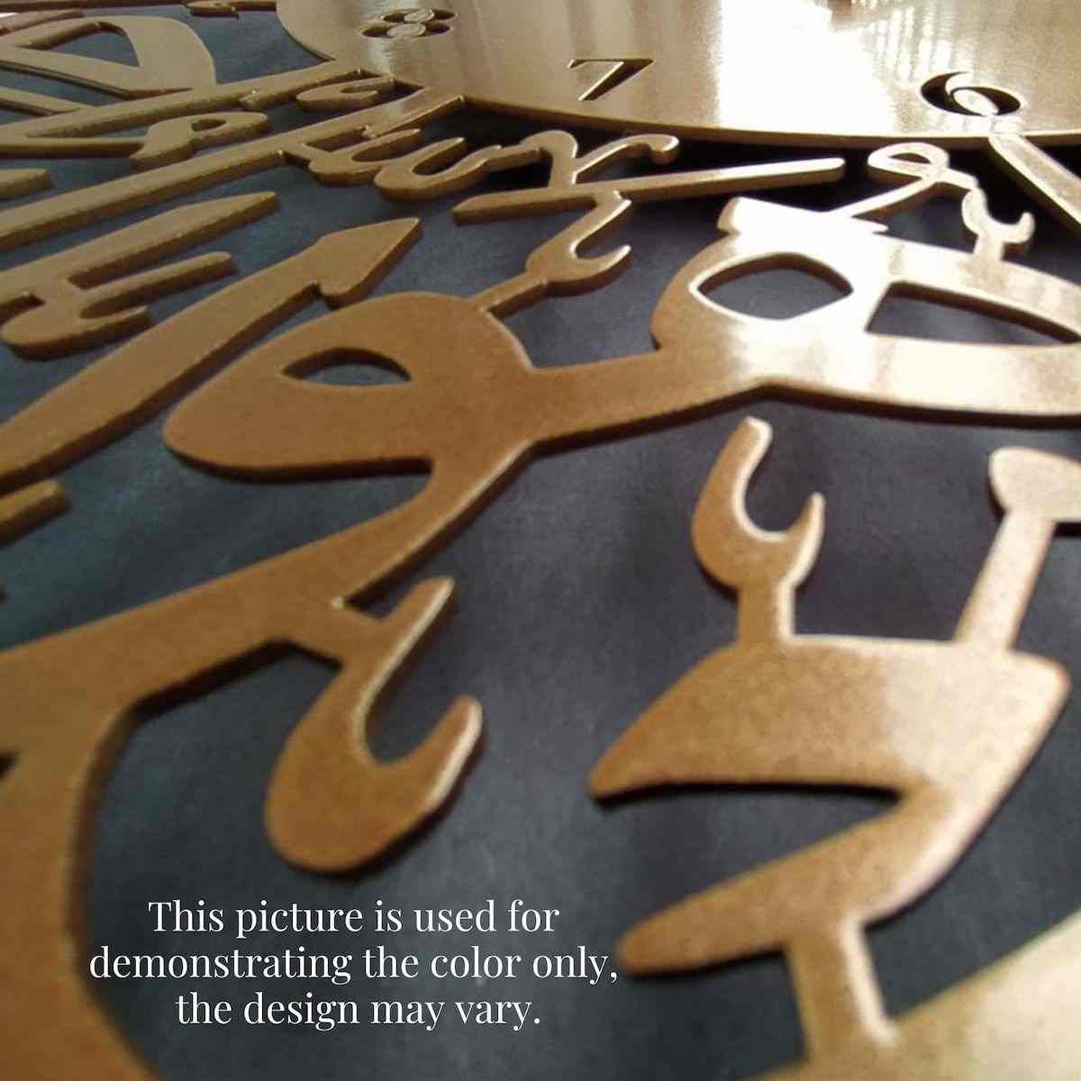 First Kalima Islamic Wall Clock - Circular Kufic Calligraphy, Metal Islamic Wall Art - Image 6